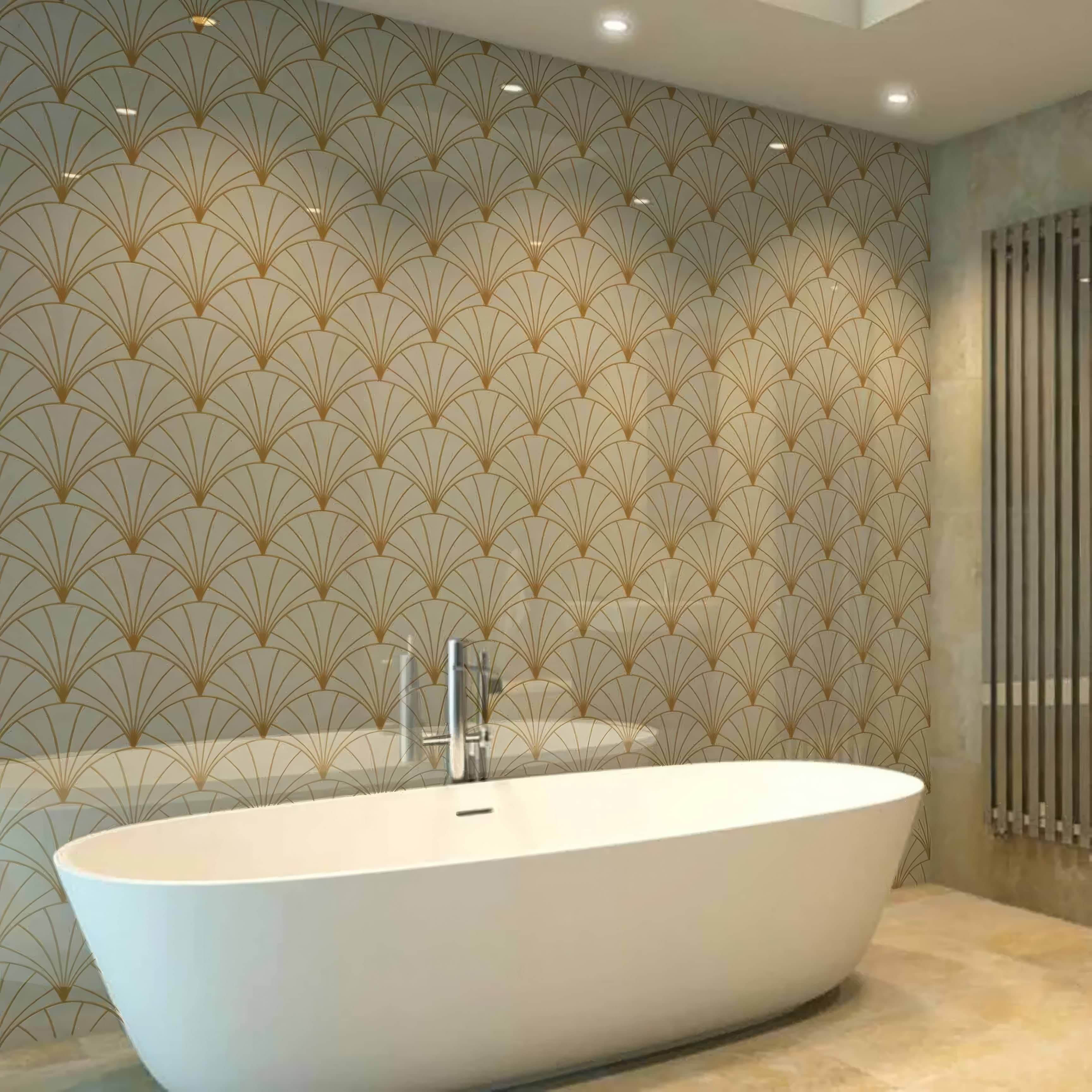 Art Deco Sunrise Fan Shower Panel By Hyperion Tiles