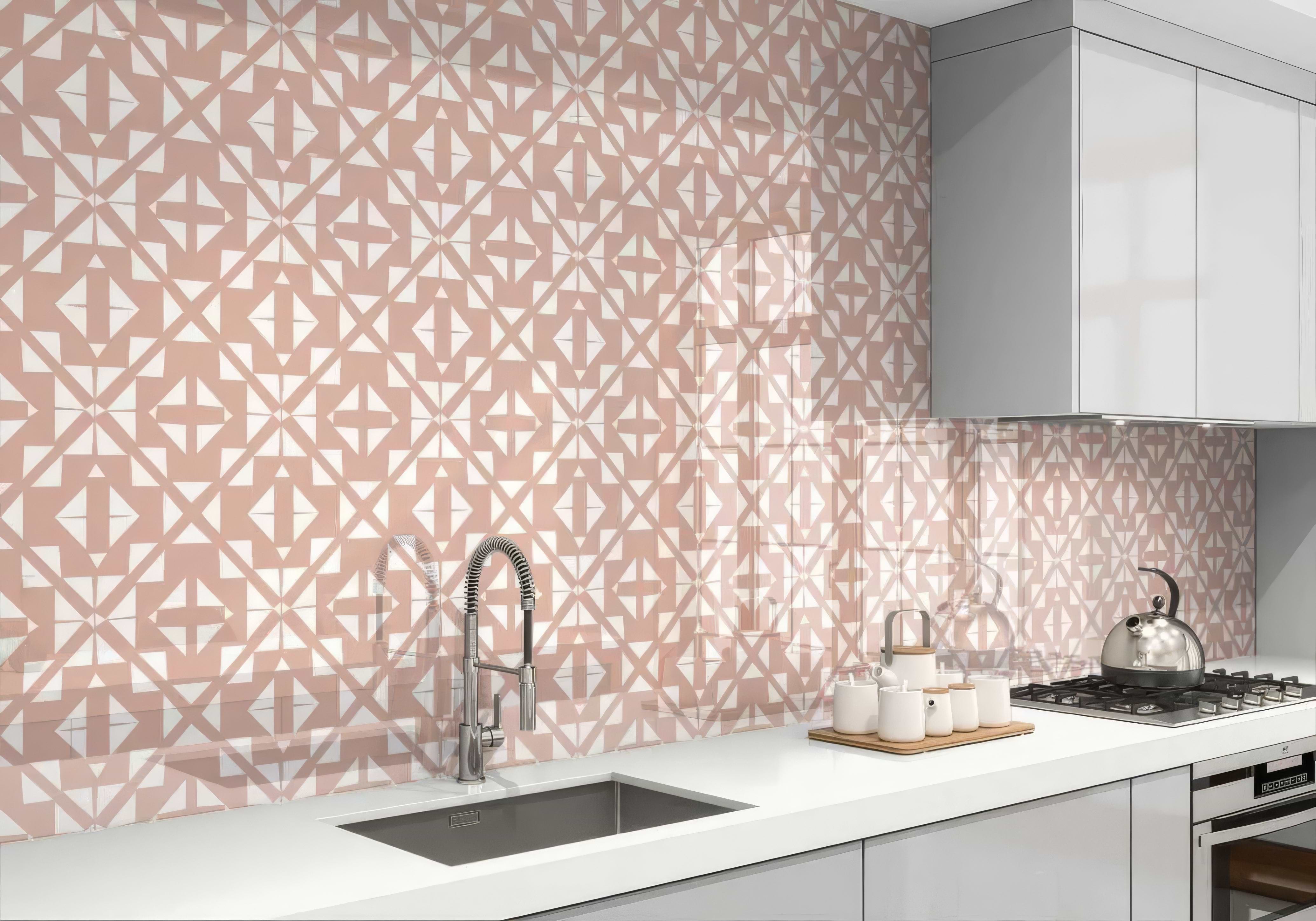 Aztec Pink White Shower Panel By Hyperion Tiles