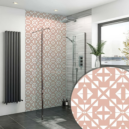 Aztec Pink White Shower Panel By Hyperion Tiles