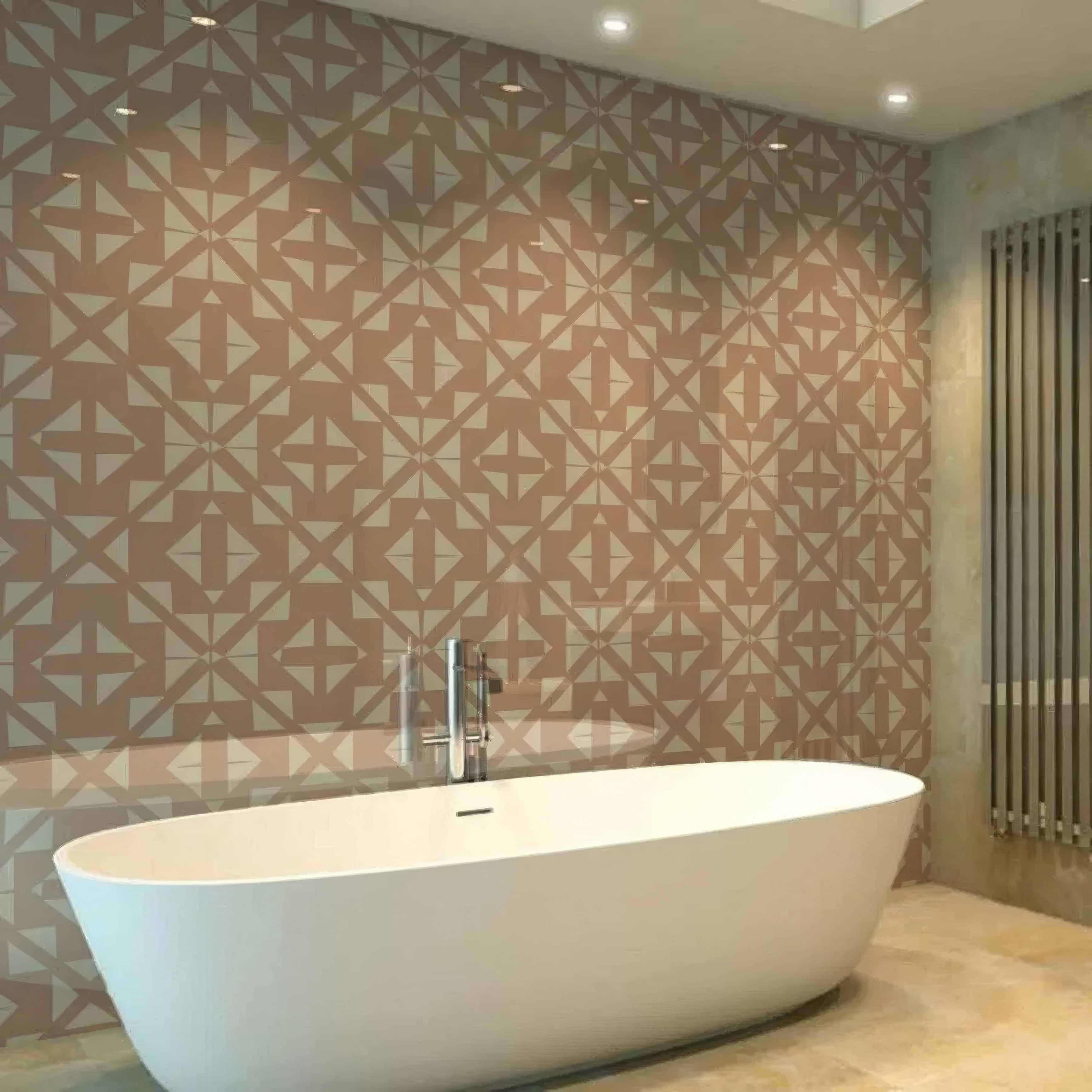 Aztec Pink White Shower Panel By Hyperion Tiles