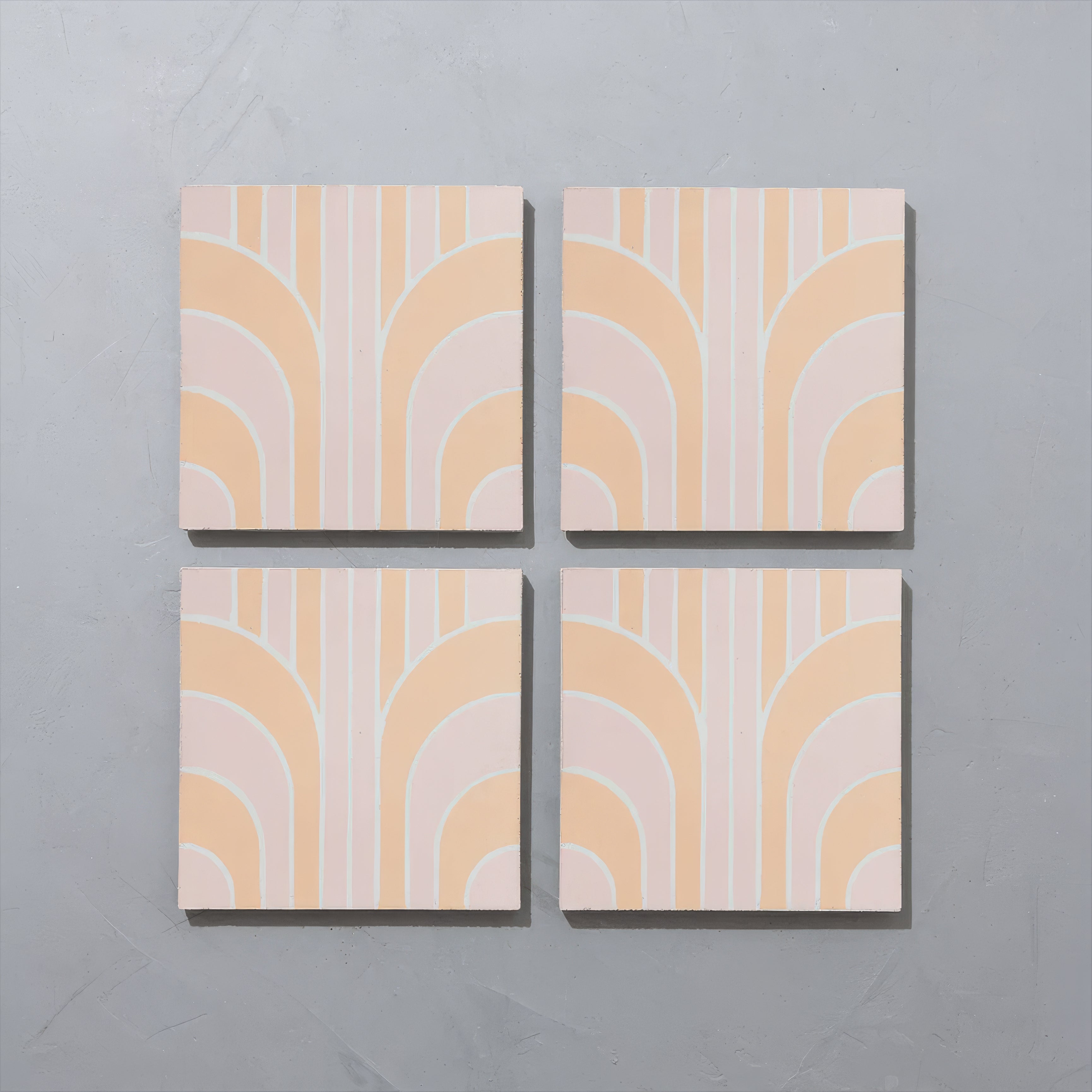 Art Deco Curve Blush Encaustic Tile - Hyperion Tiles