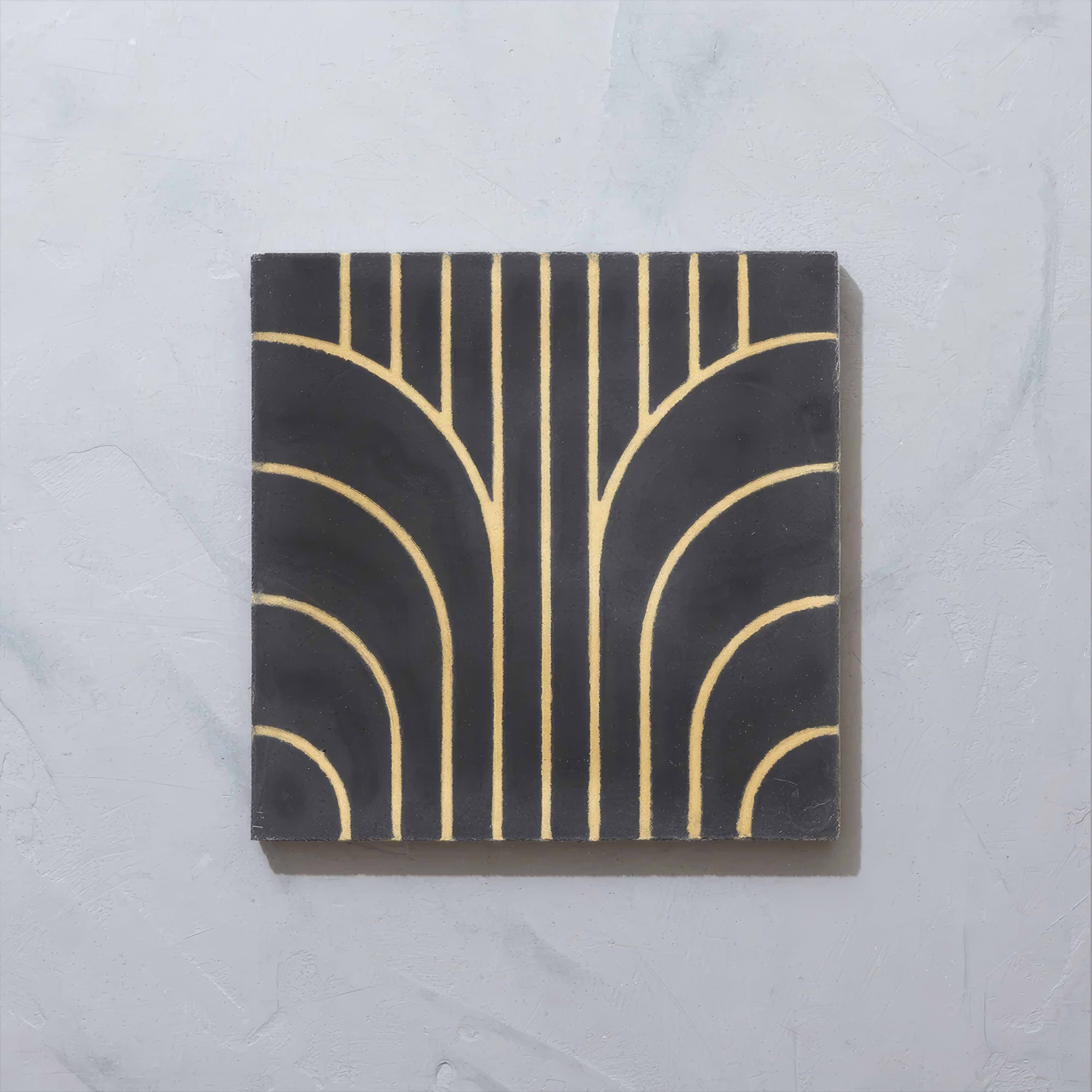 Art Deco Curve Ebony Tile