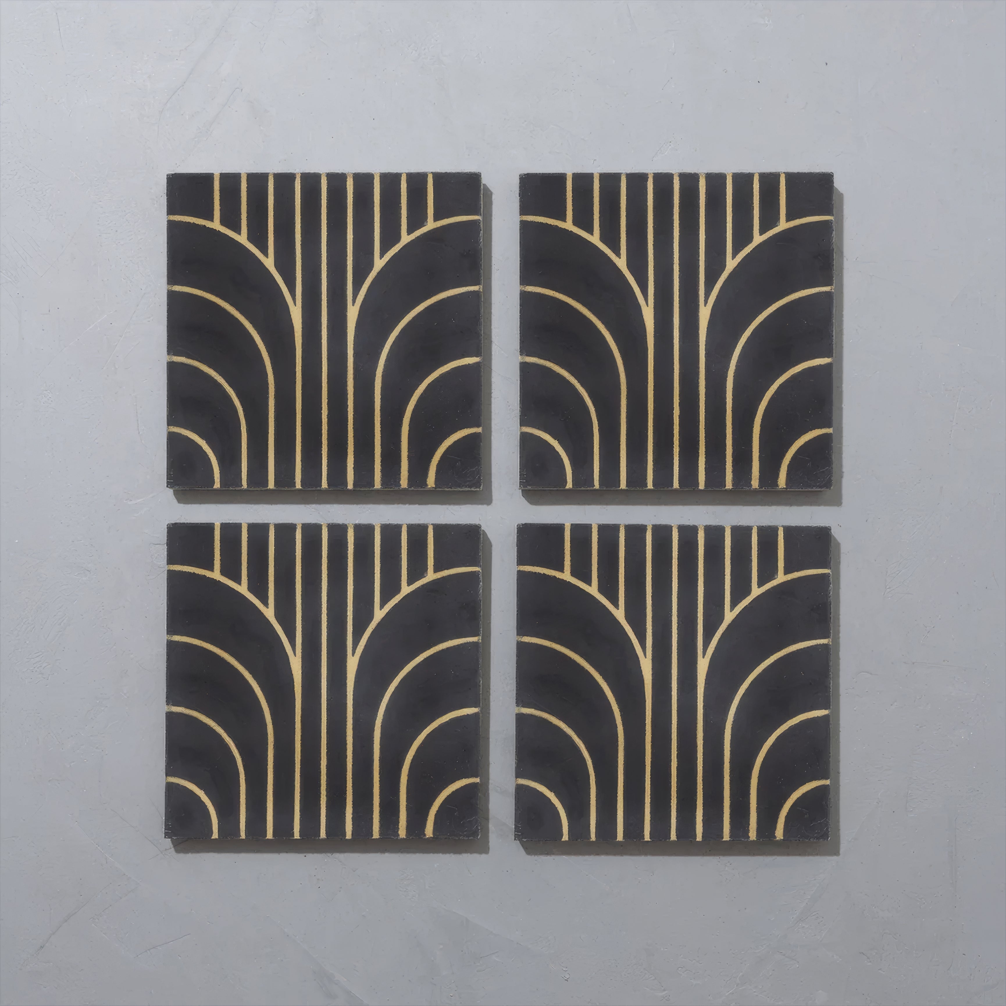 Art Deco Curve Ebony Tile