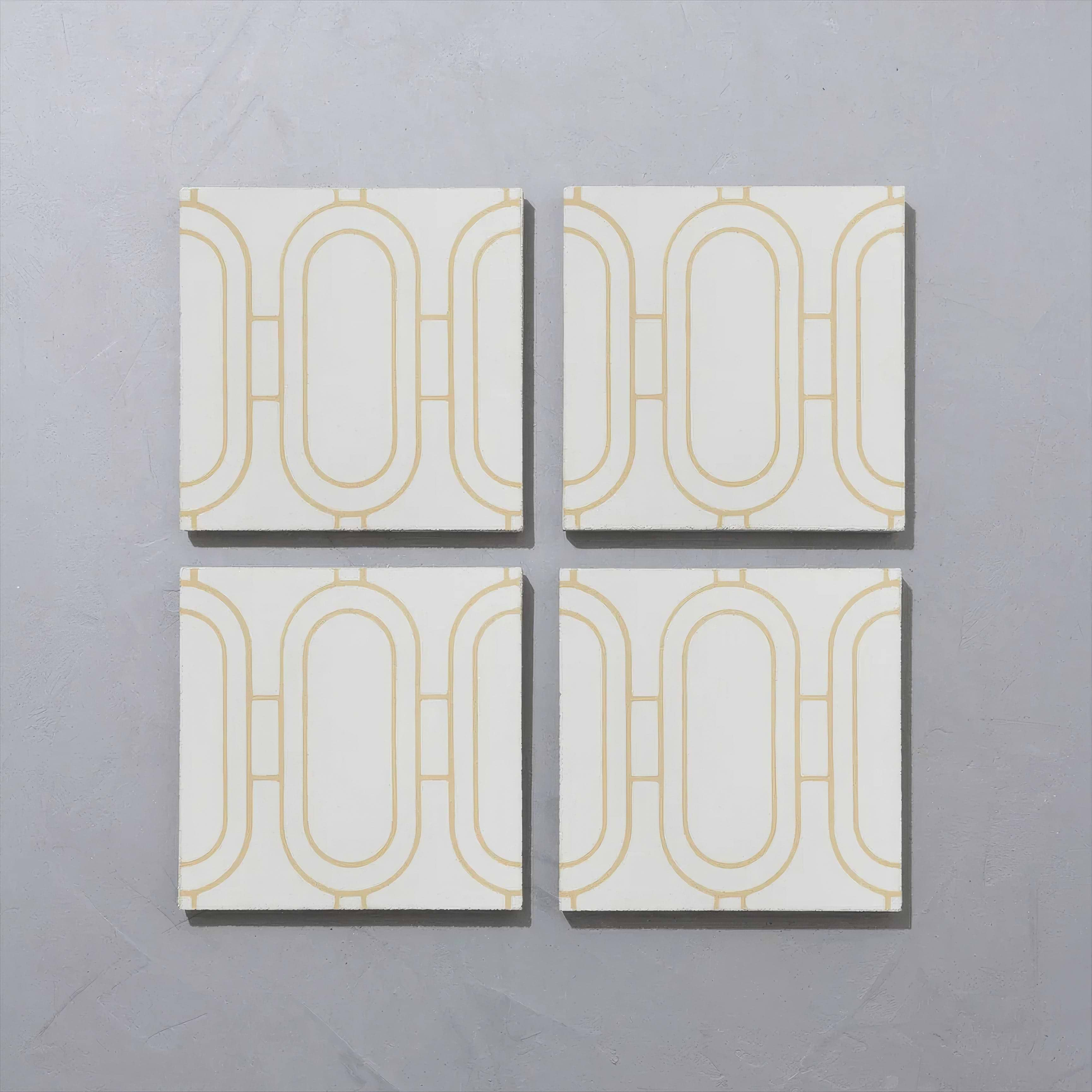 Art Deco Loop Sweet Yellow Encaustic Tile - Hyperion Tiles