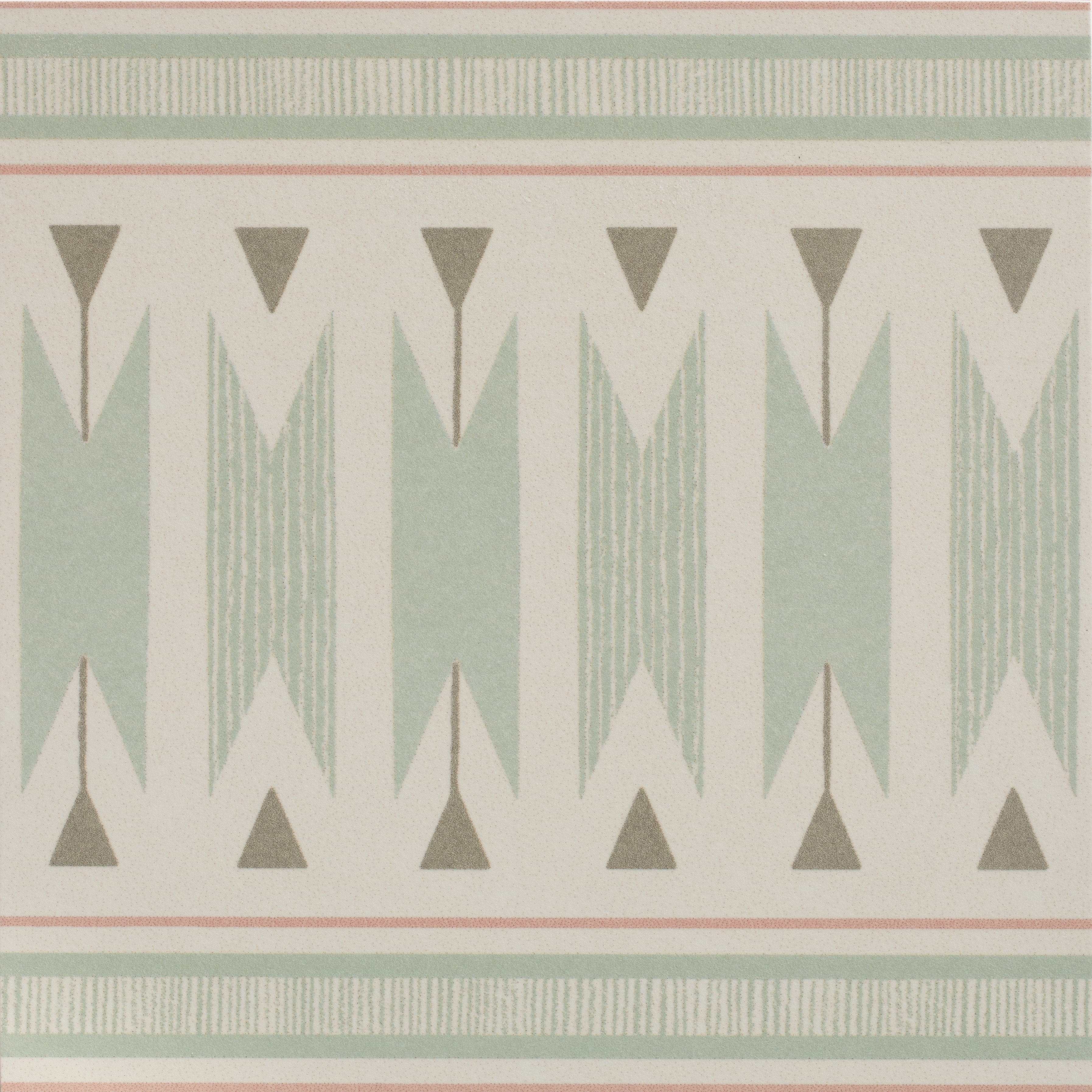 Adventuras Ziggy Border Olive Porcelain By Hyperion Tiles