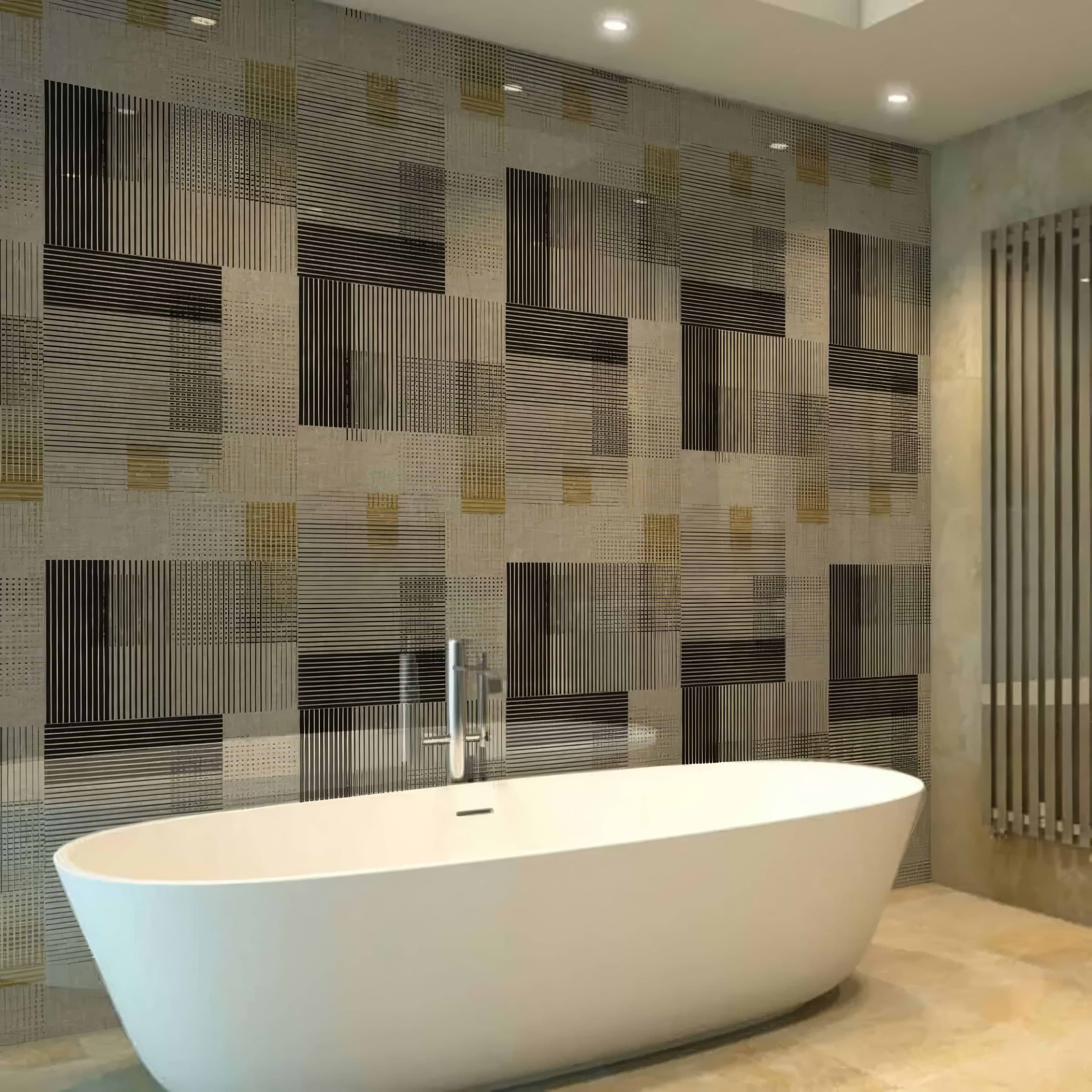 Berlin Geometric Shower Wall Panel By Hyperion Tiles