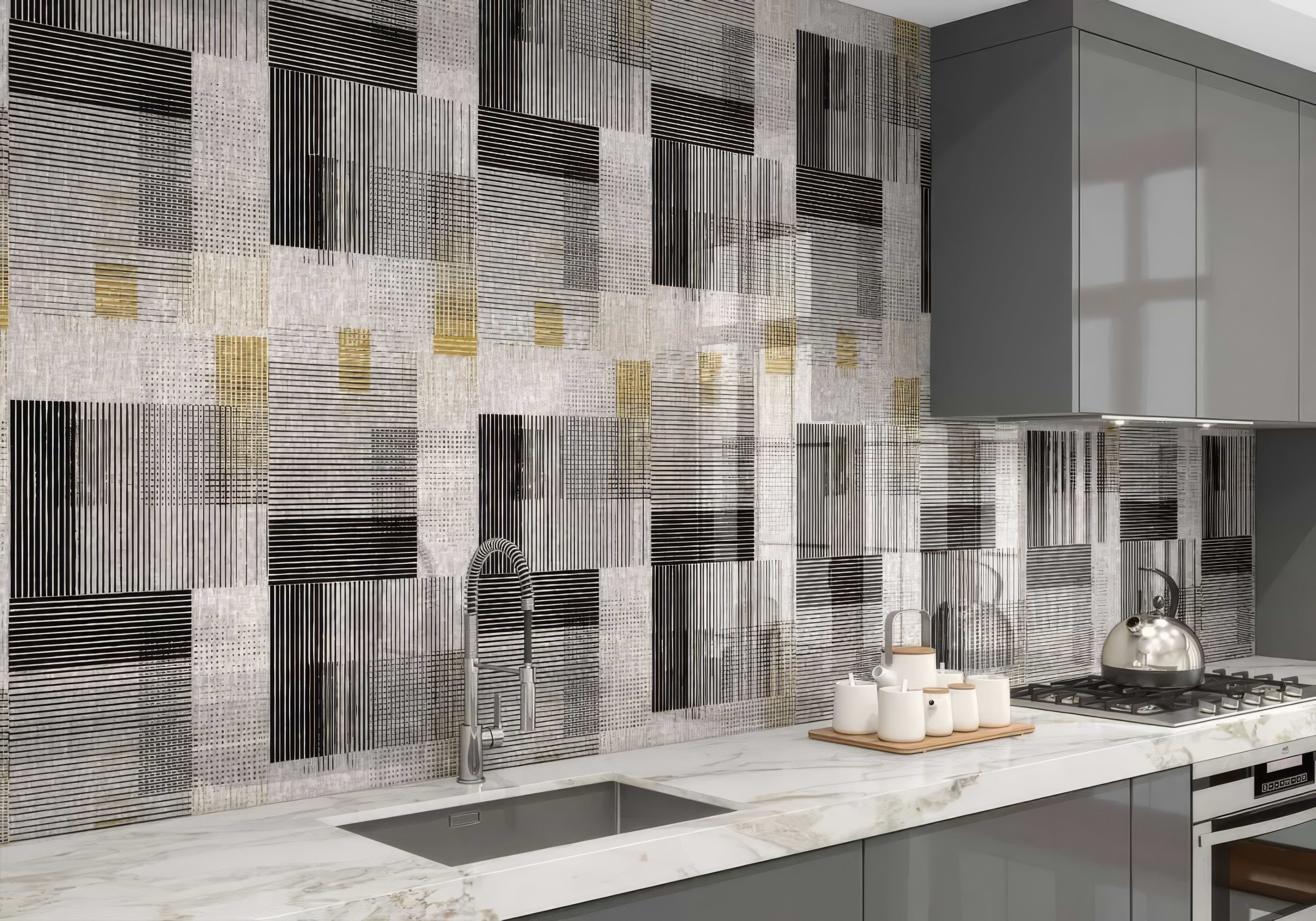 Berlin Geometric Shower Wall Panel By Hyperion Tiles