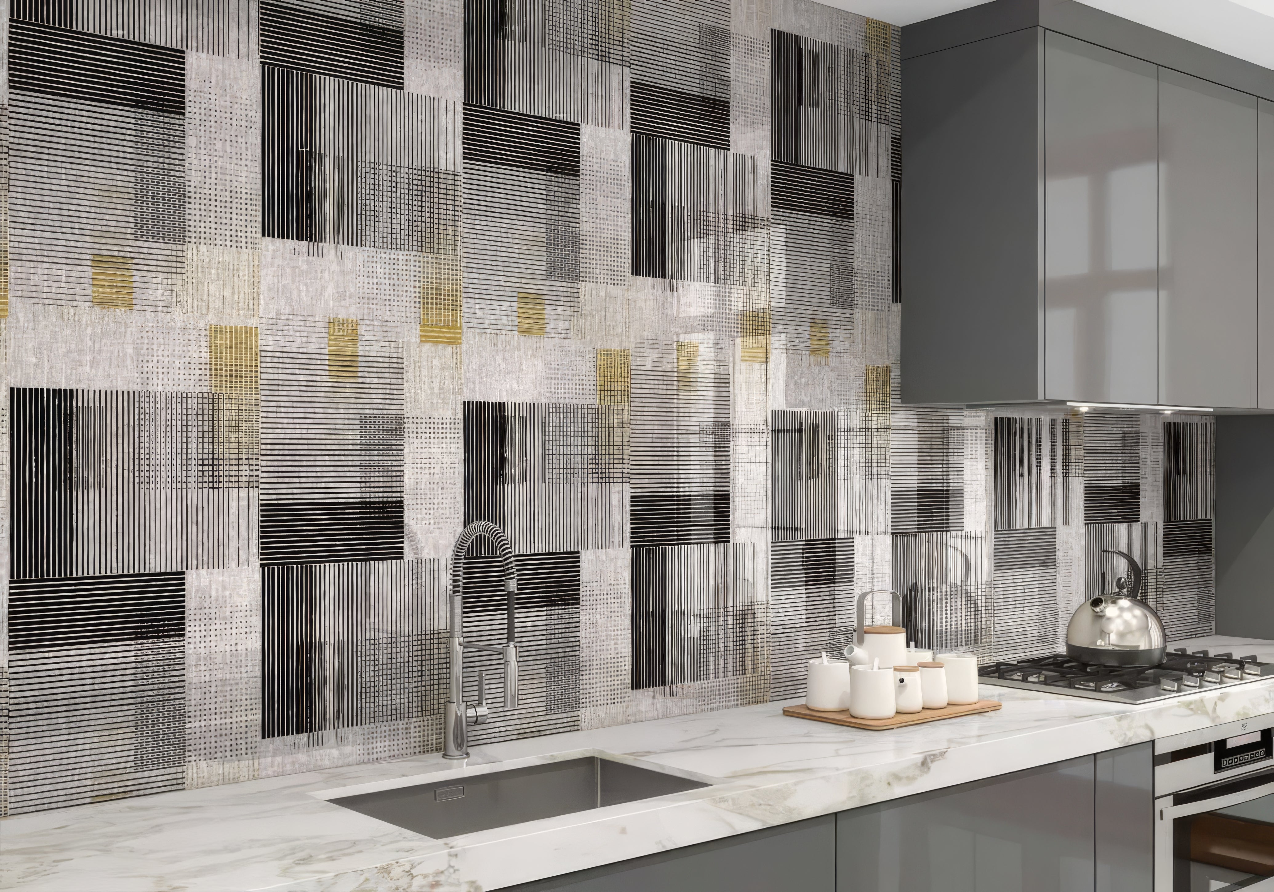 Berlin Geometric Shower Wall Panel By Hyperion Tiles