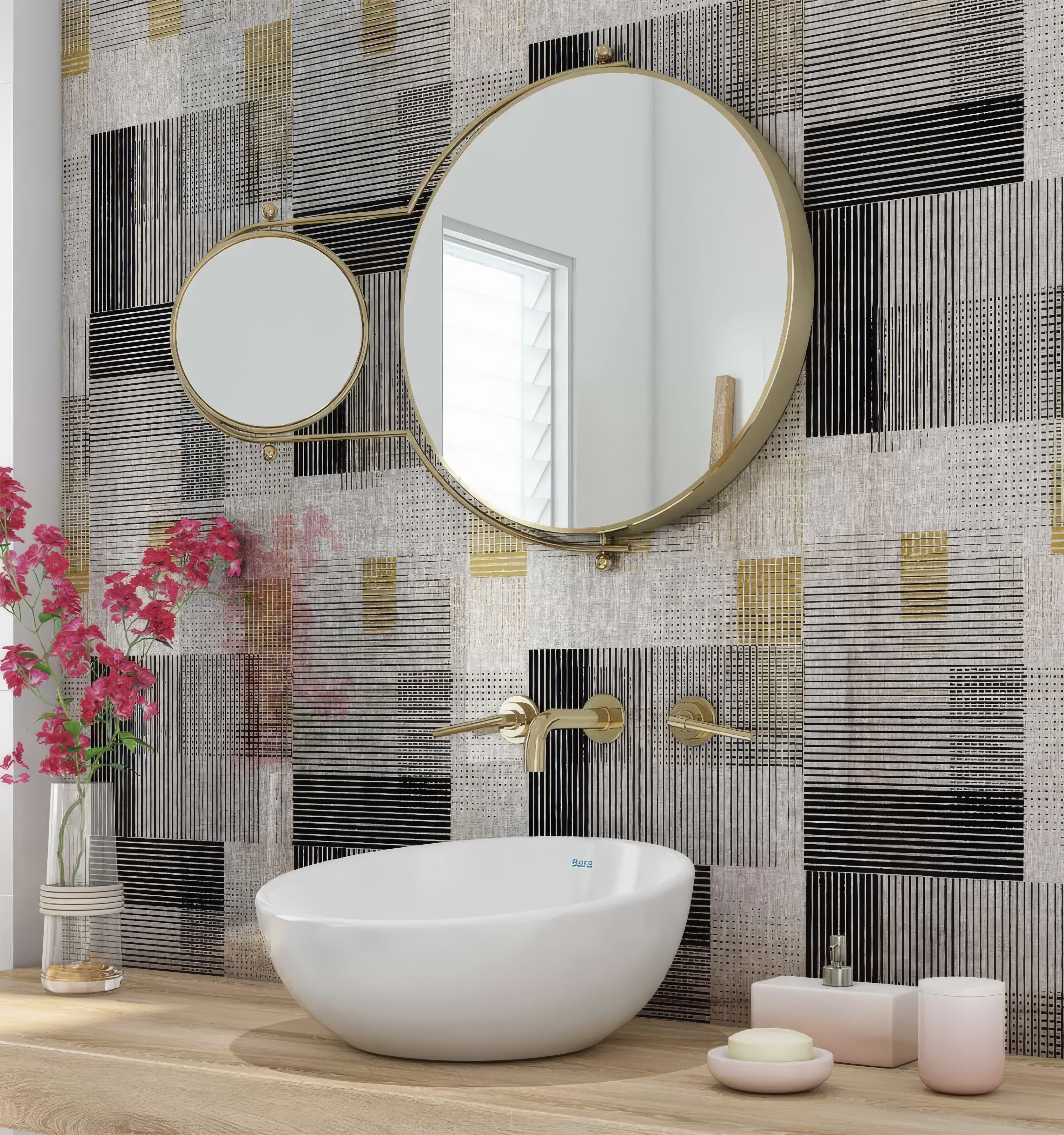 Berlin Geometric Shower Wall Panel By Hyperion Tiles