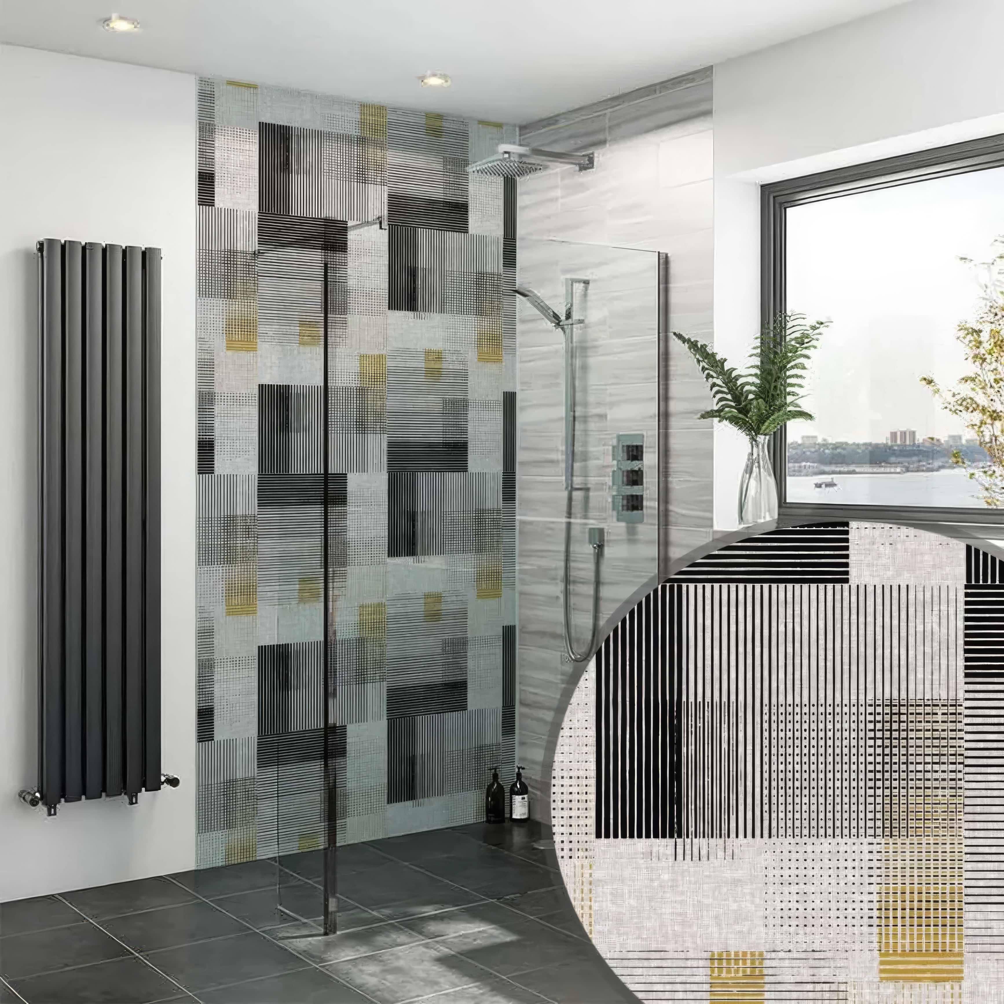 Berlin Geometric Shower Wall Panel By Hyperion Tiles