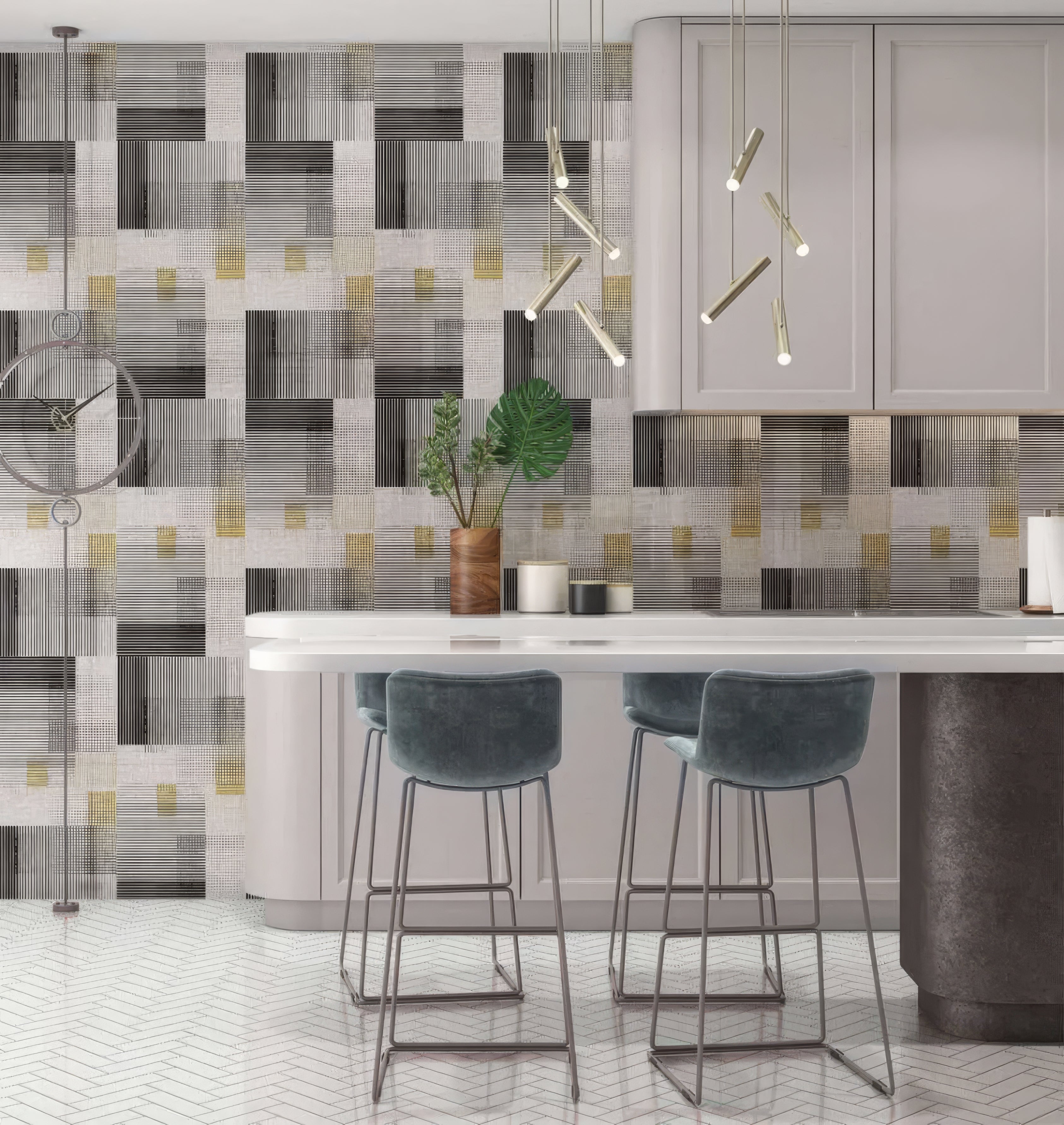 Berlin Geometric Shower Wall Panel By Hyperion Tiles
