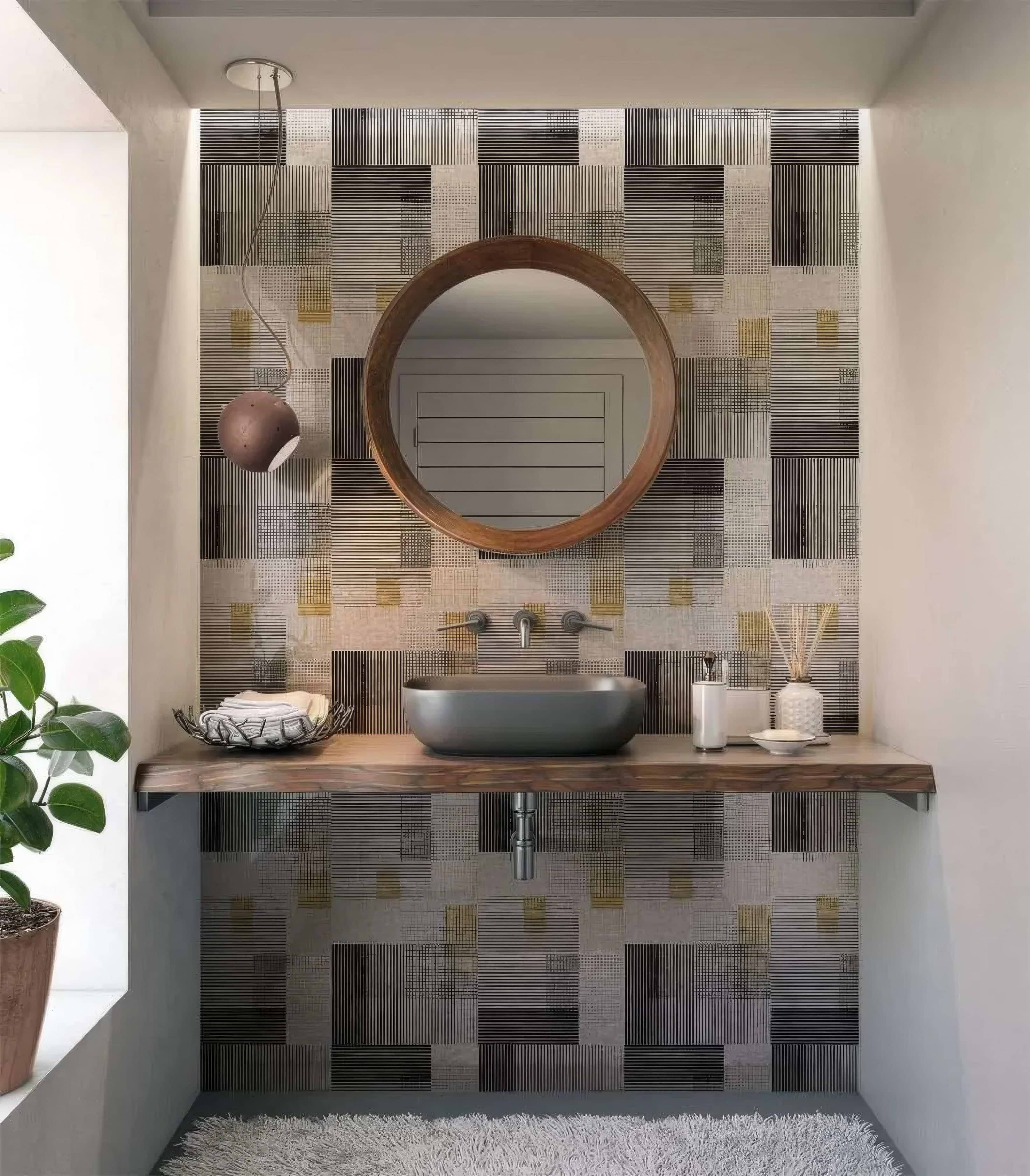 Berlin Geometric Shower Wall Panel By Hyperion Tiles