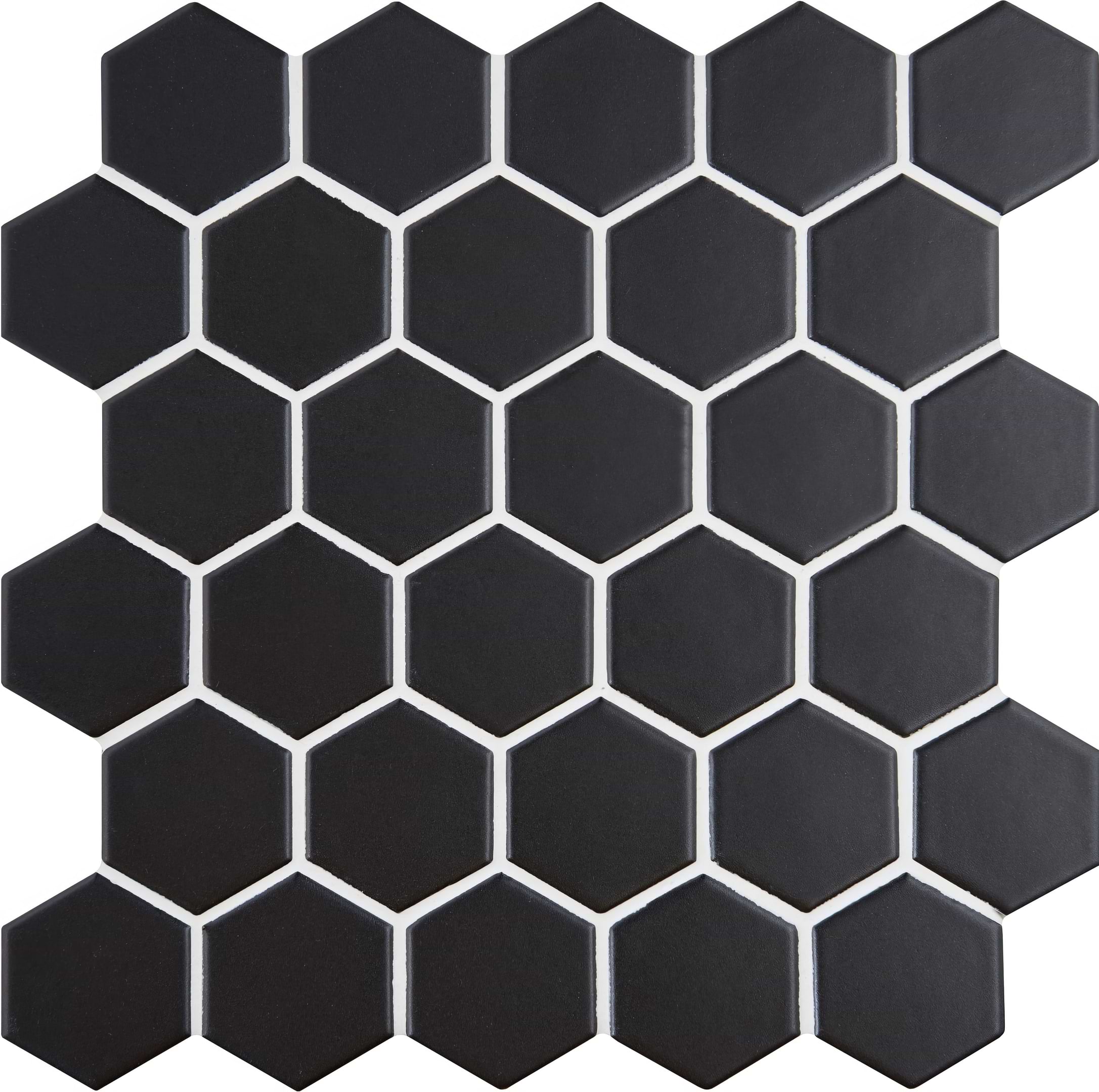 Black Large Honeycomb Floor Mosaic - Hyperion Tiles