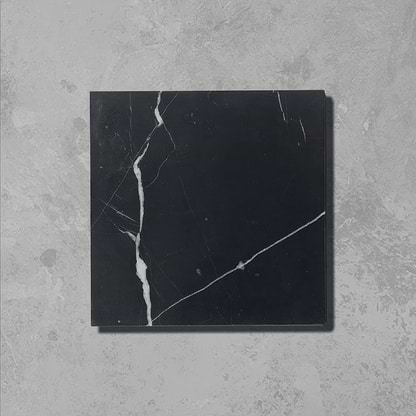 Black Veined Square Honed Marble - Hyperion Tiles