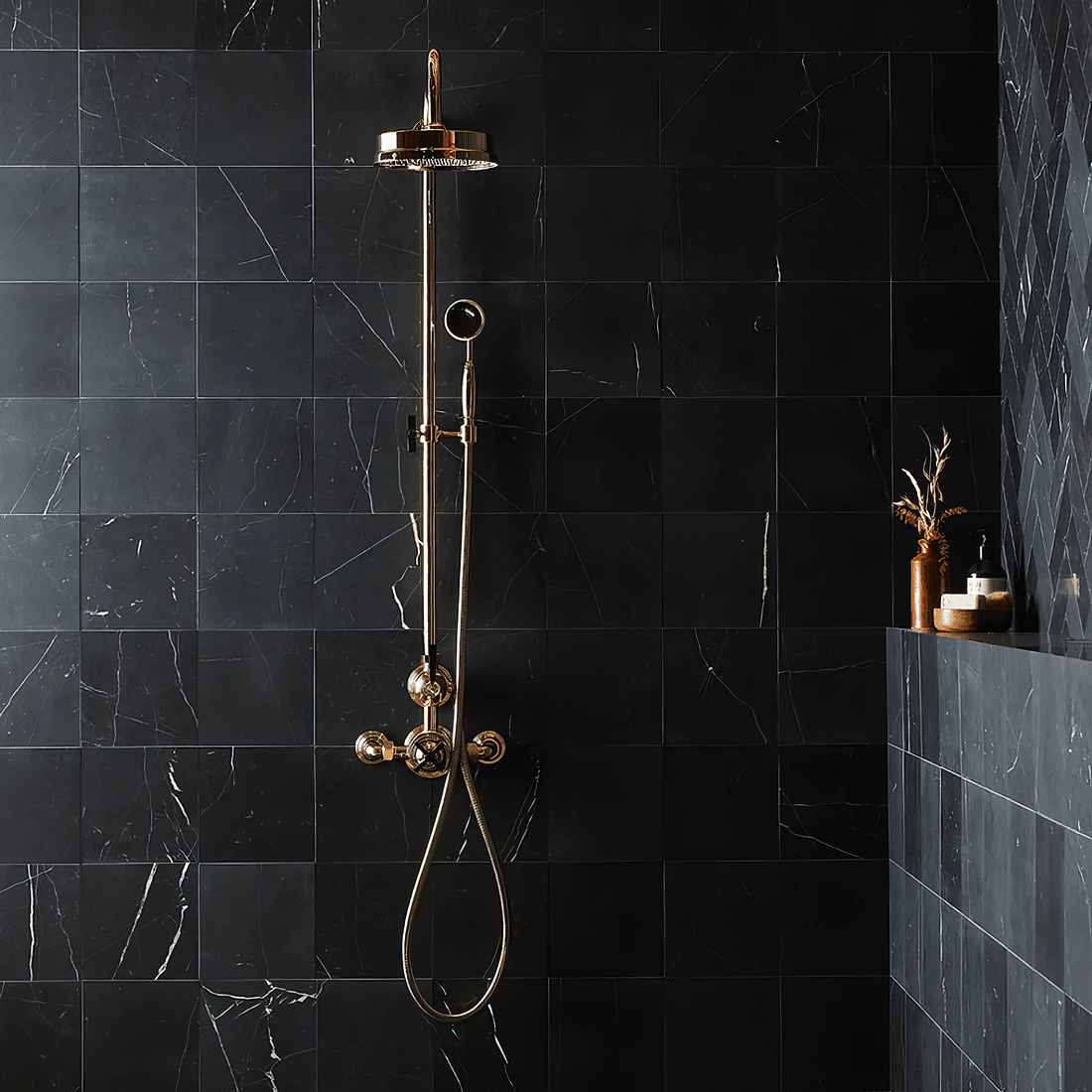 Black Veined Square Honed Marble - Hyperion Tiles