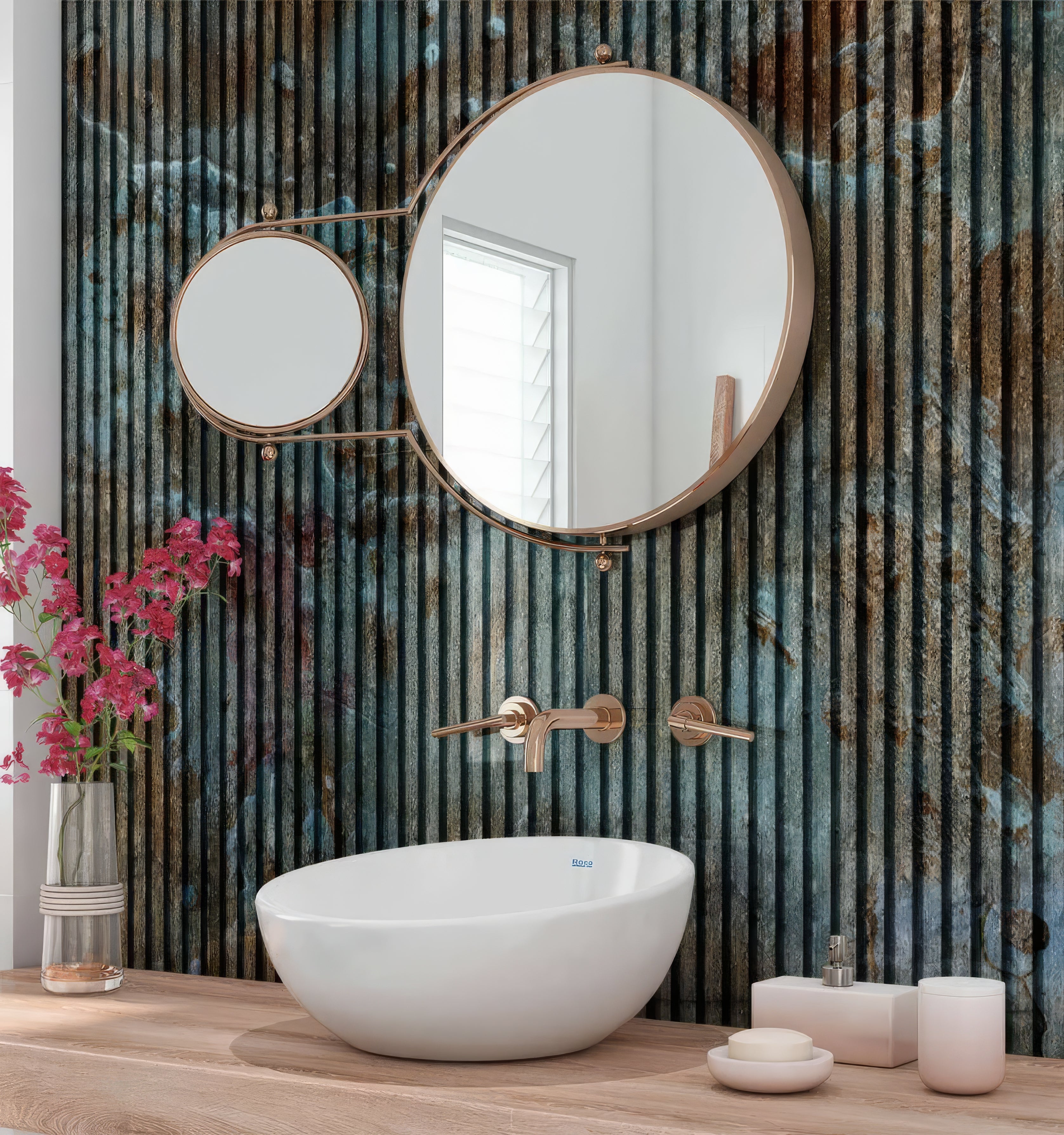 Shower Panel Blue Concrete Slat Wall By Hyperion Tiles