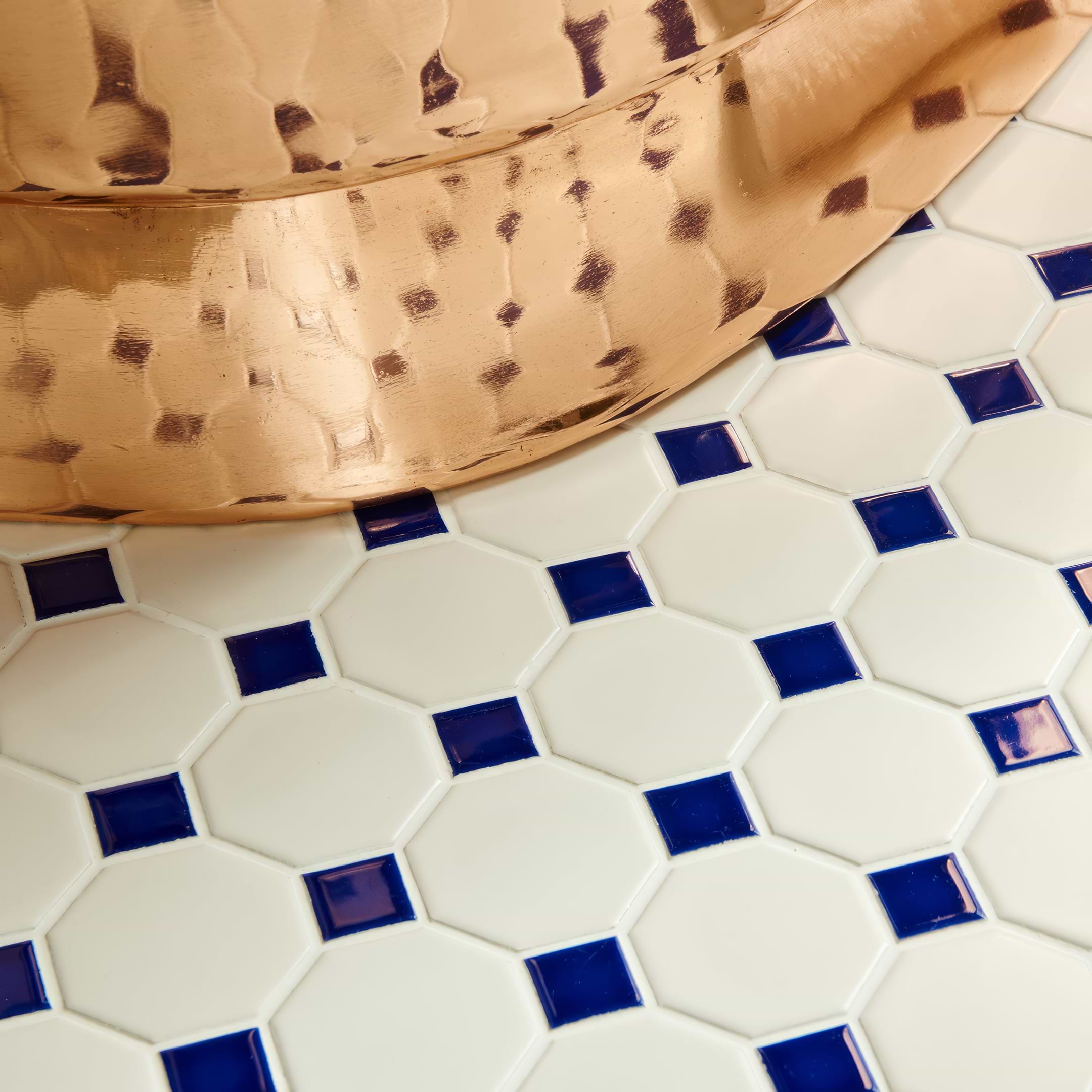 Blue Octagon & Dot Floor Mosaic