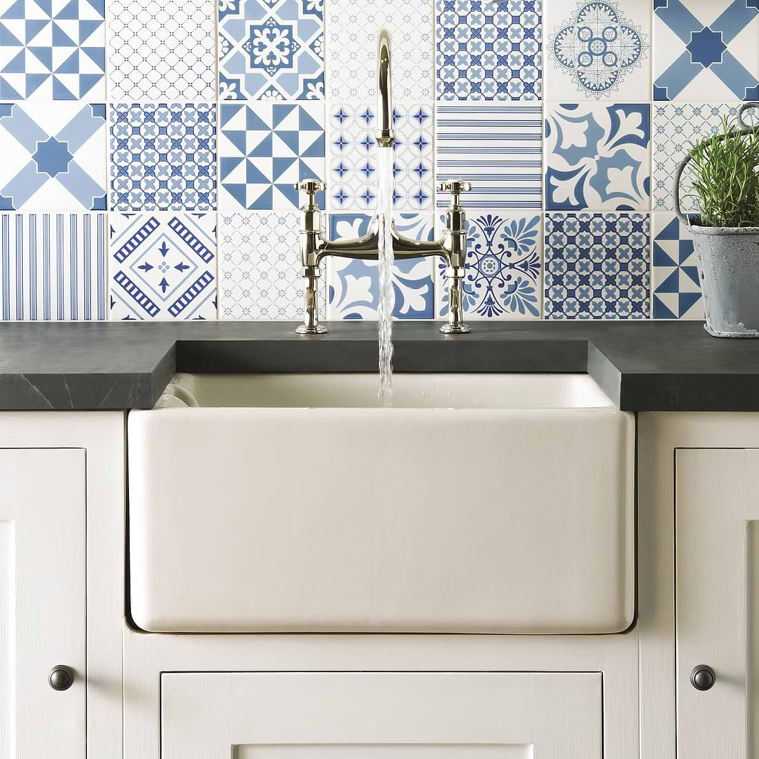 Chantilly Blue on Brilliant White - Hyperion Tiles