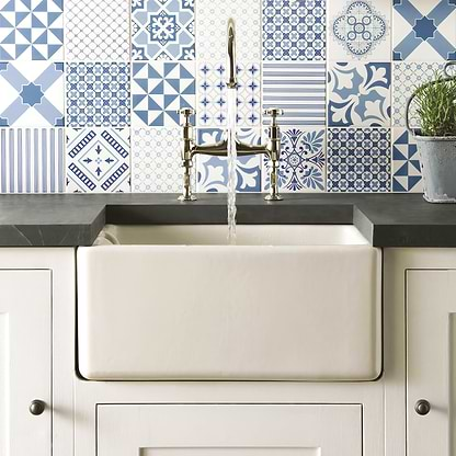 Toulon Blue on Brilliant White - Hyperion Tiles