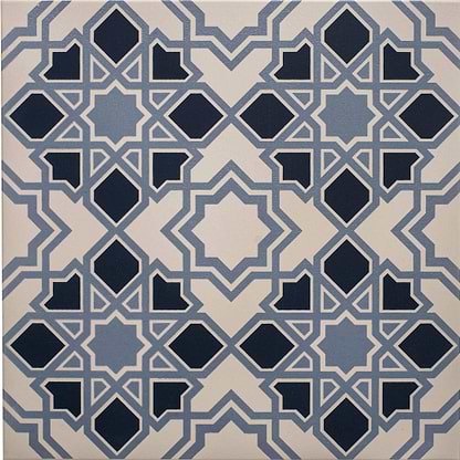 Bolero Light/Dark Blue on Chalk - Hyperion Tiles