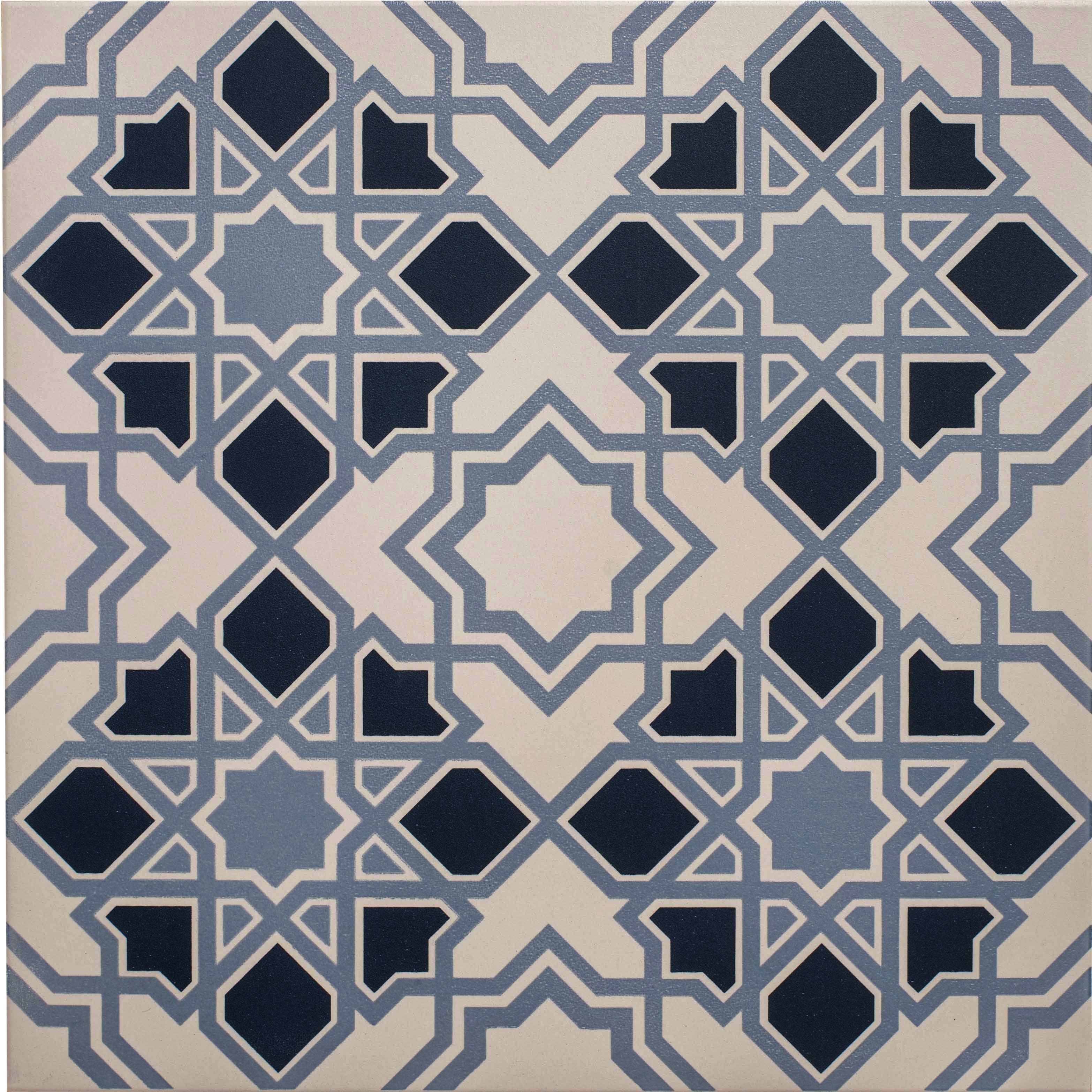 Bolero Light/Dark Blue on Chalk - Hyperion Tiles