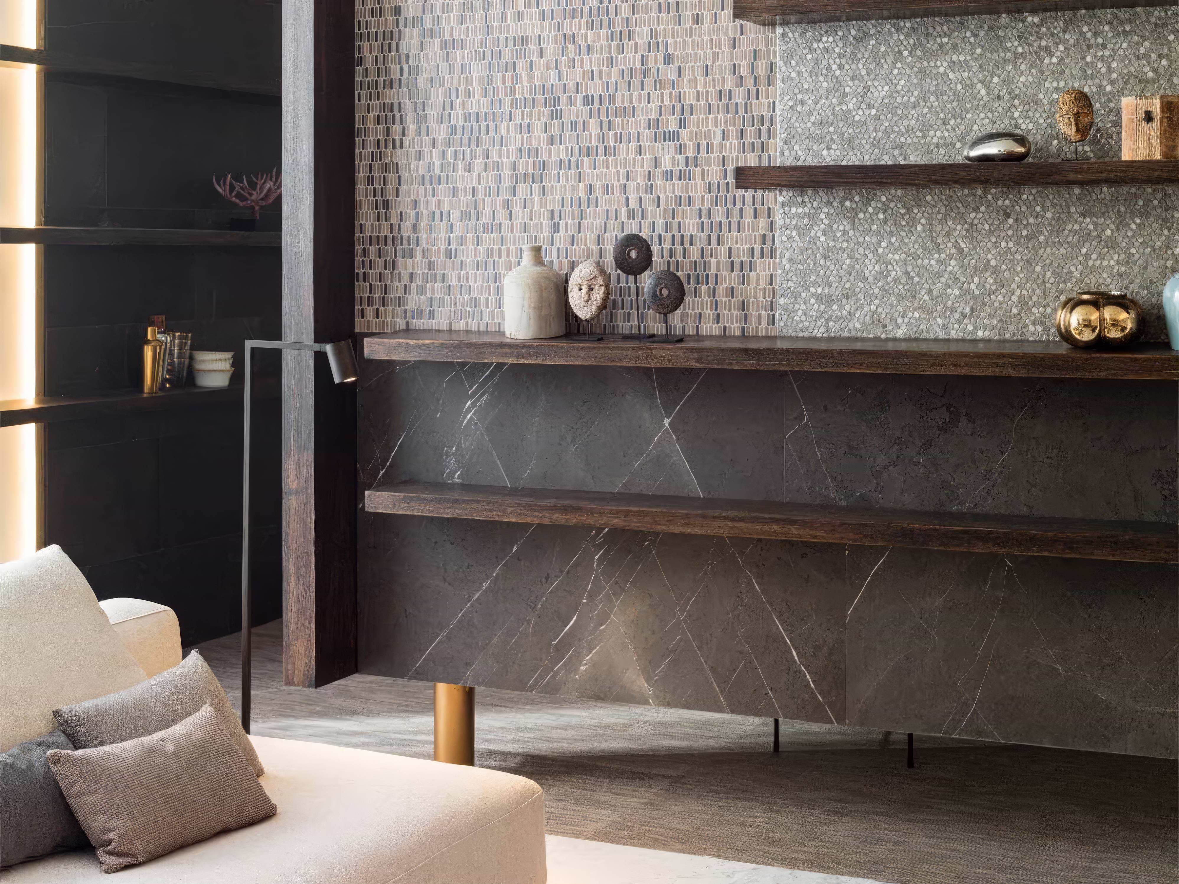 Gravity Aluminium Hexagon Metal Mosaic By Hyperion Tiles