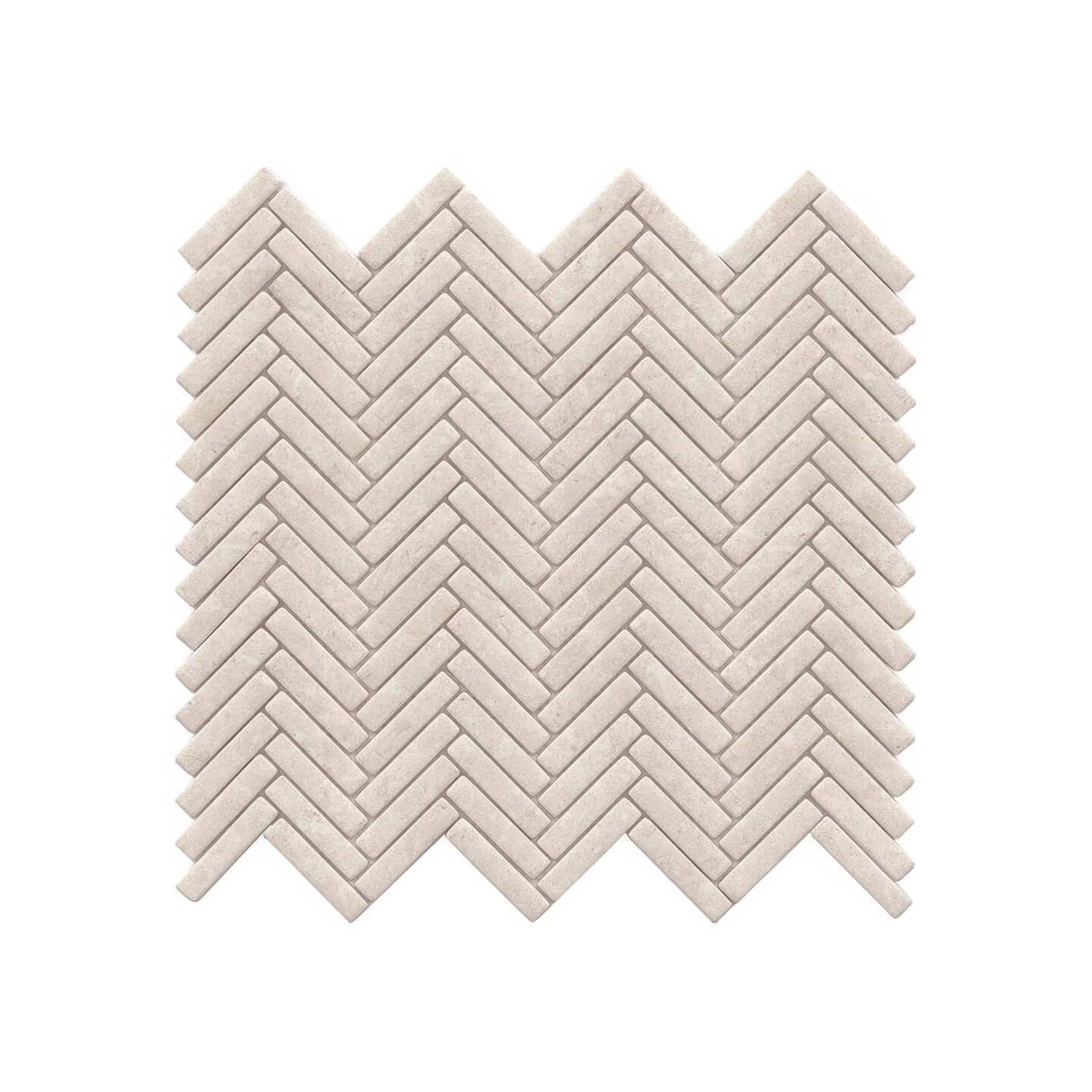 Herringbone Coral Caliza Mosaic By Hyperion Tiles