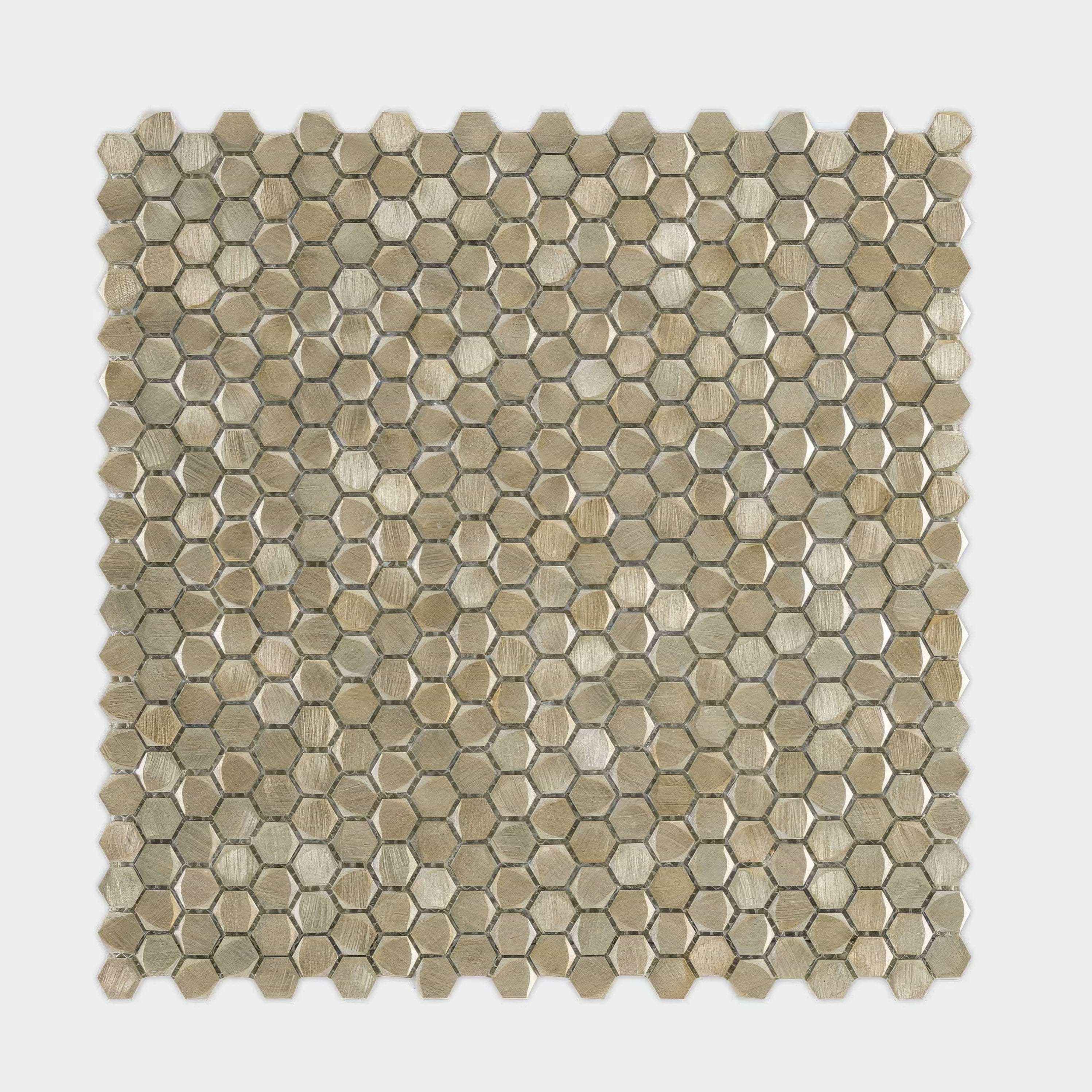Gravity Aluminium Hexagon Gold Mosaic By Hyperion Tiles