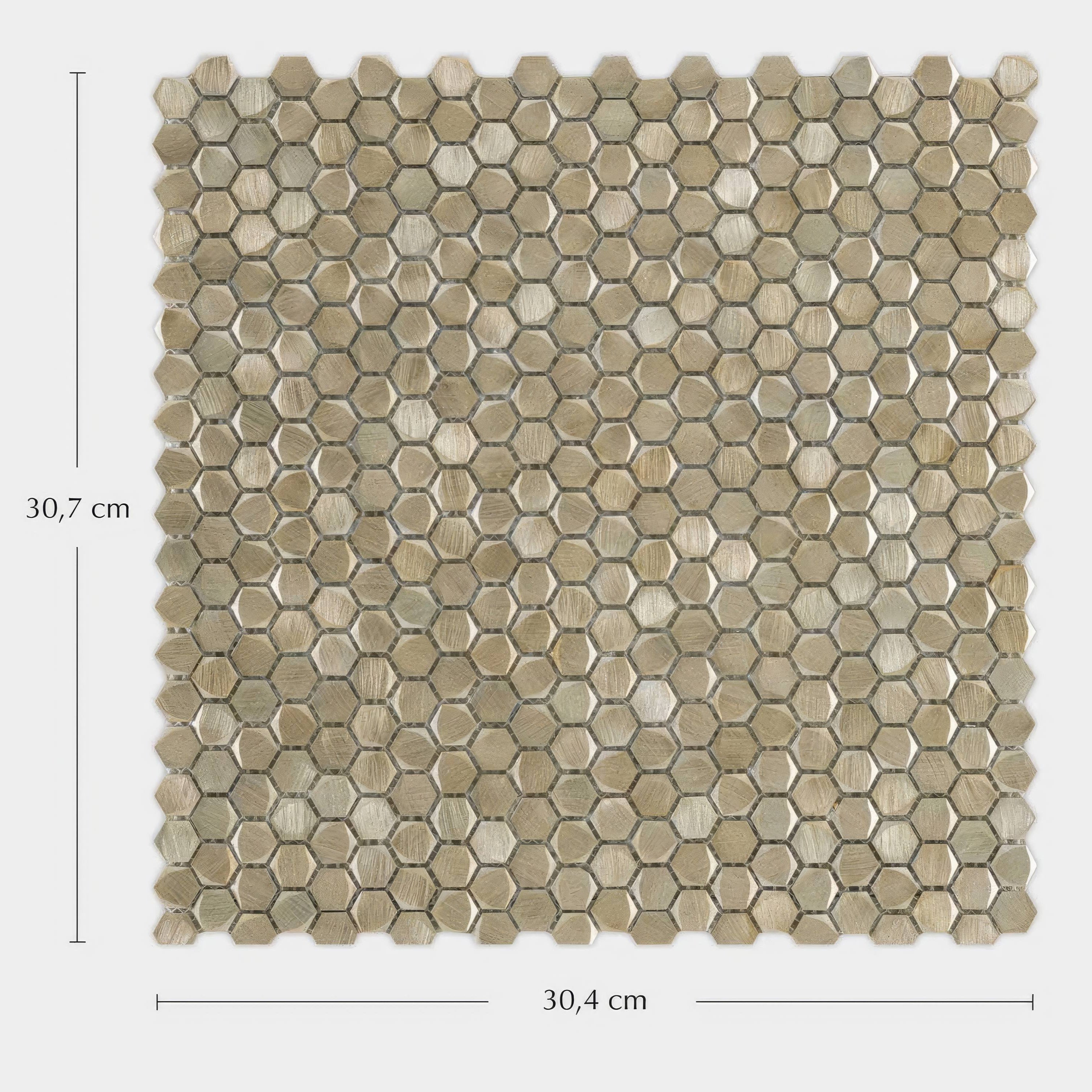 Gravity Aluminium Hexagon Gold Mosaic By Hyperion Tiles