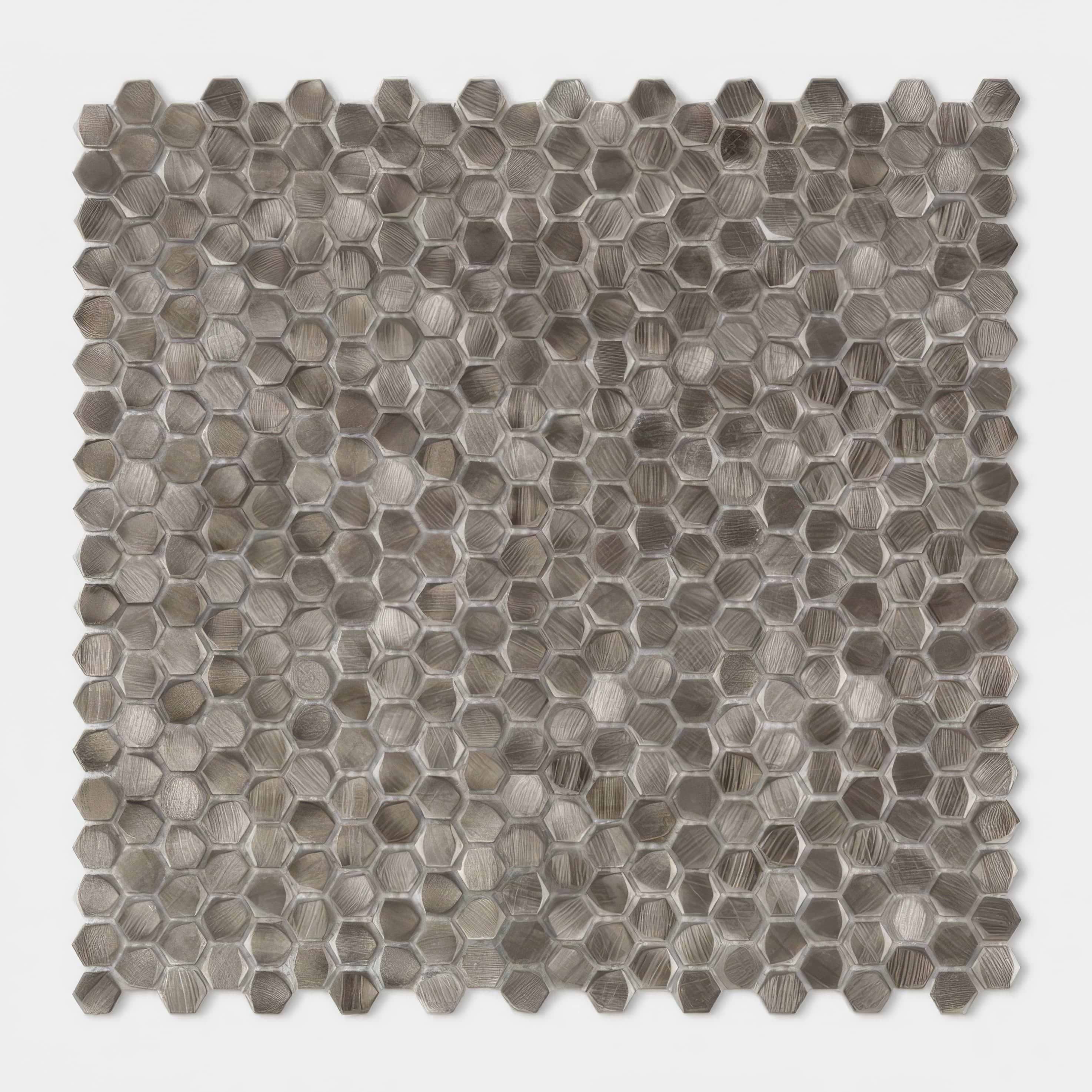 Gravity Aluminium Hexagon Metal Mosaic By Hyperion Tiles