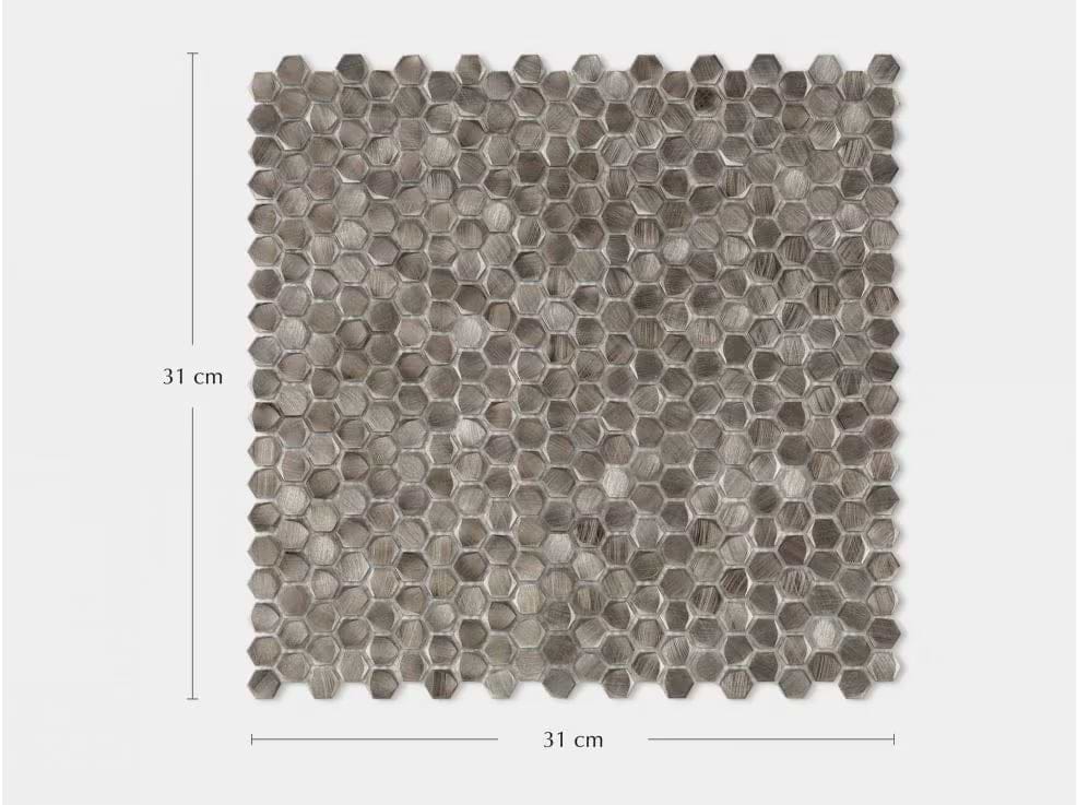 Gravity Aluminium Hexagon Metal Mosaic By Hyperion Tiles