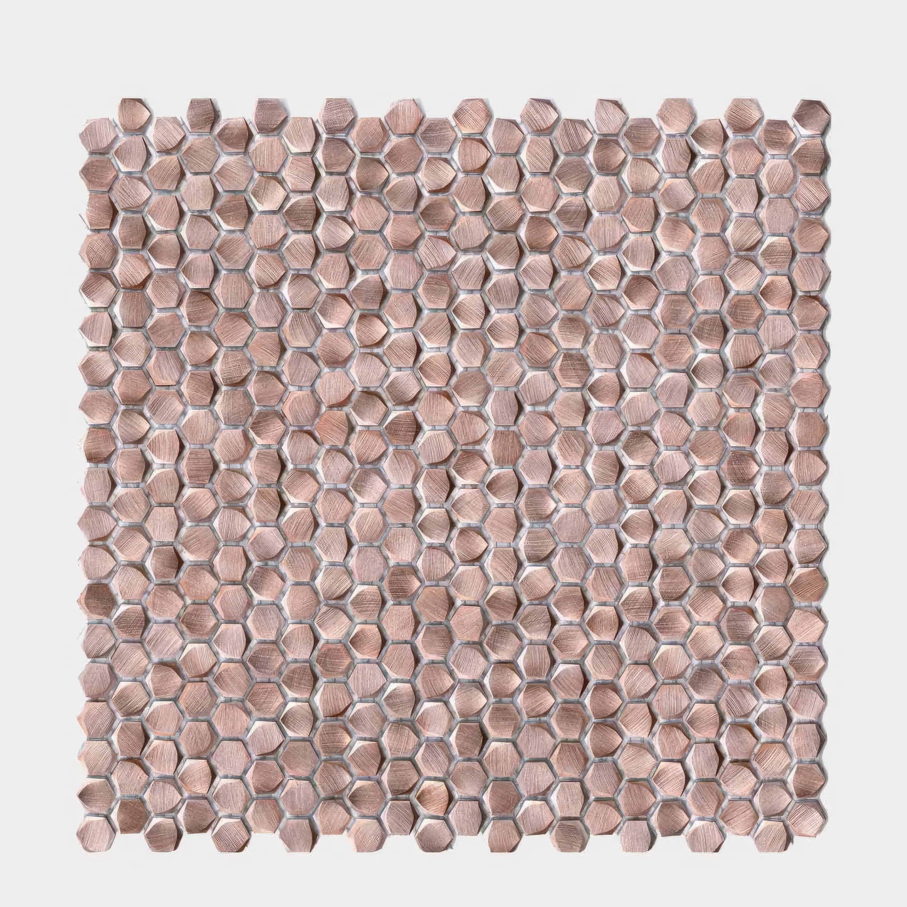 Gravity Aluminium Hexagon Rose Gold Mosaic By Hyperion Tiles