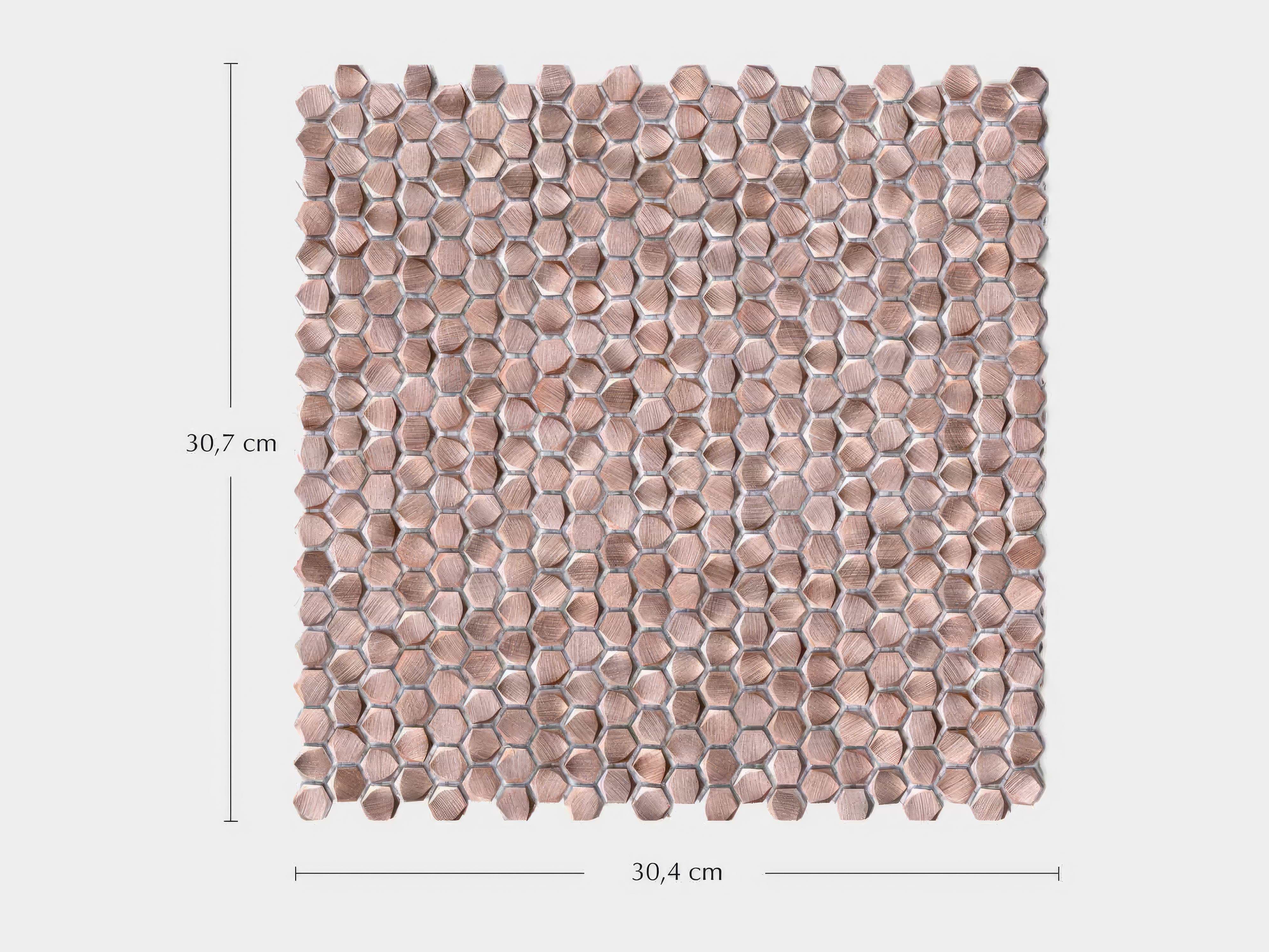 Gravity Aluminium Hexagon Rose Gold Mosaic By Hyperion Tiles