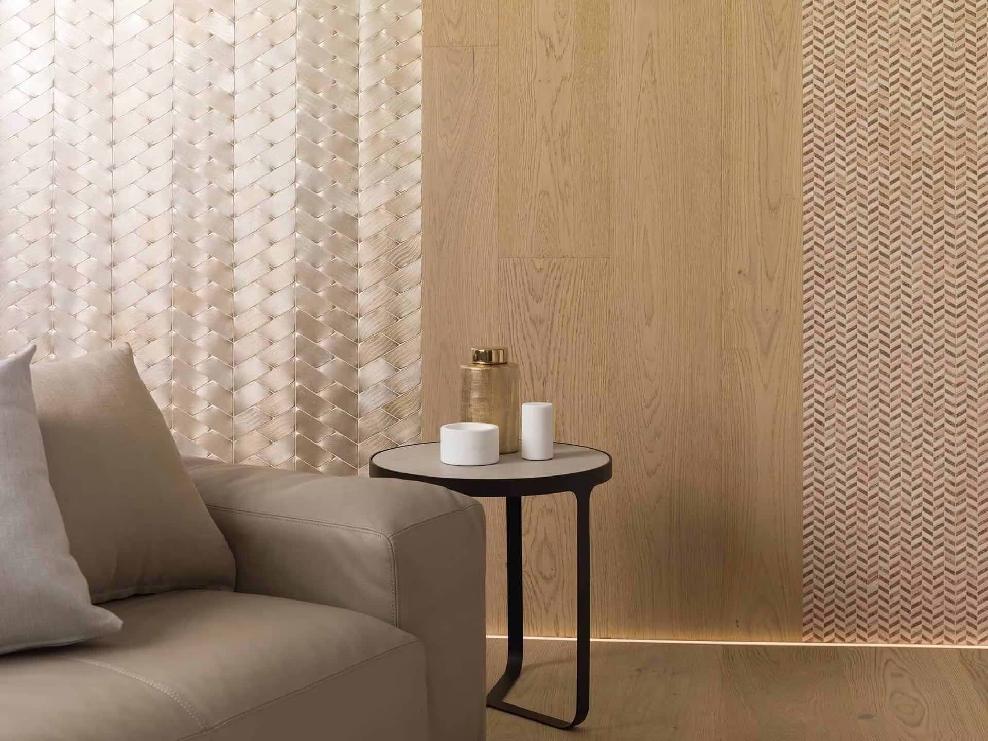 Gravity Aluminium Trace Gold Mosaic By Hyperion Tiles