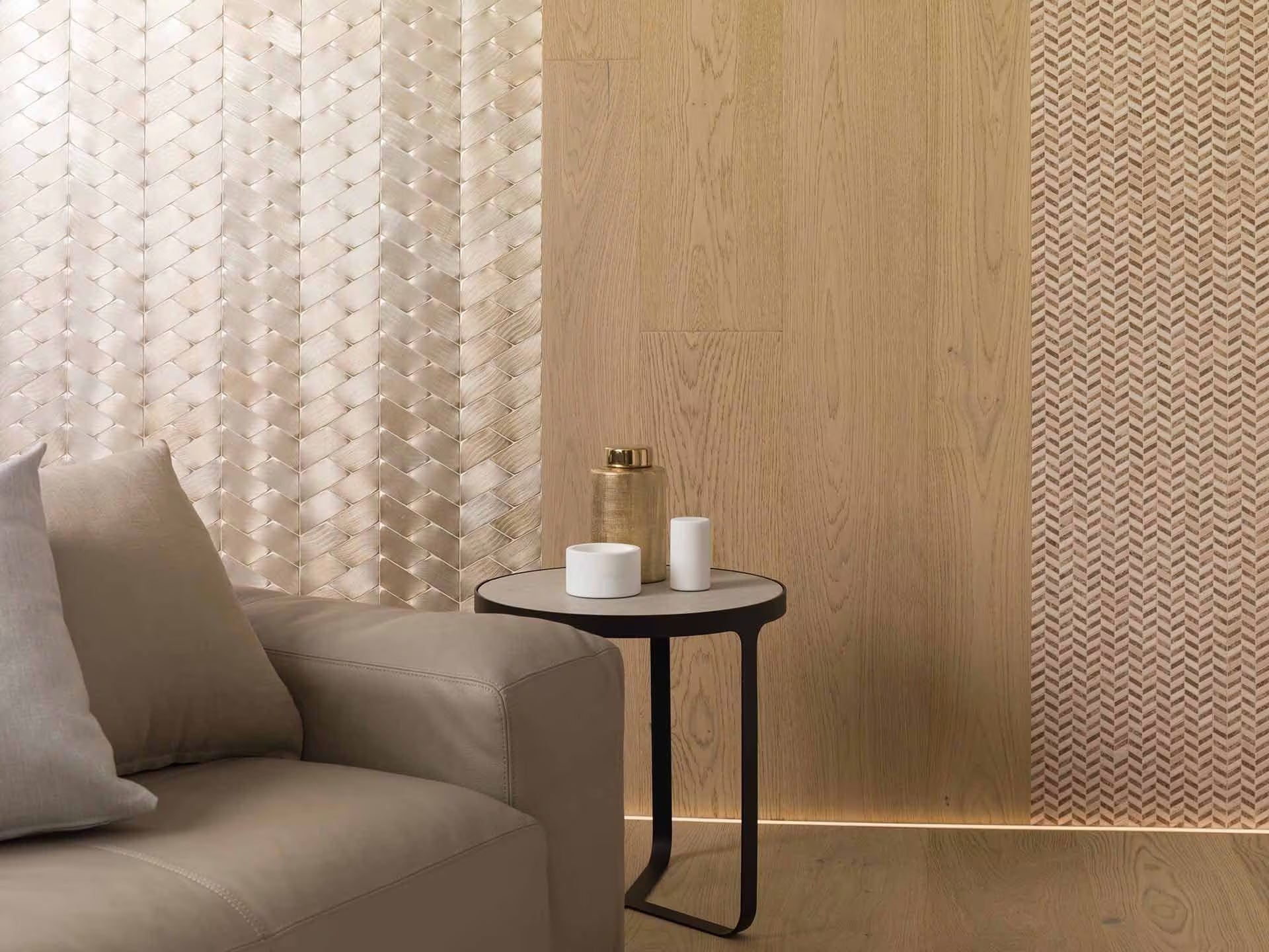 Gravity Aluminium Trace Gold Mosaic By Hyperion Tiles