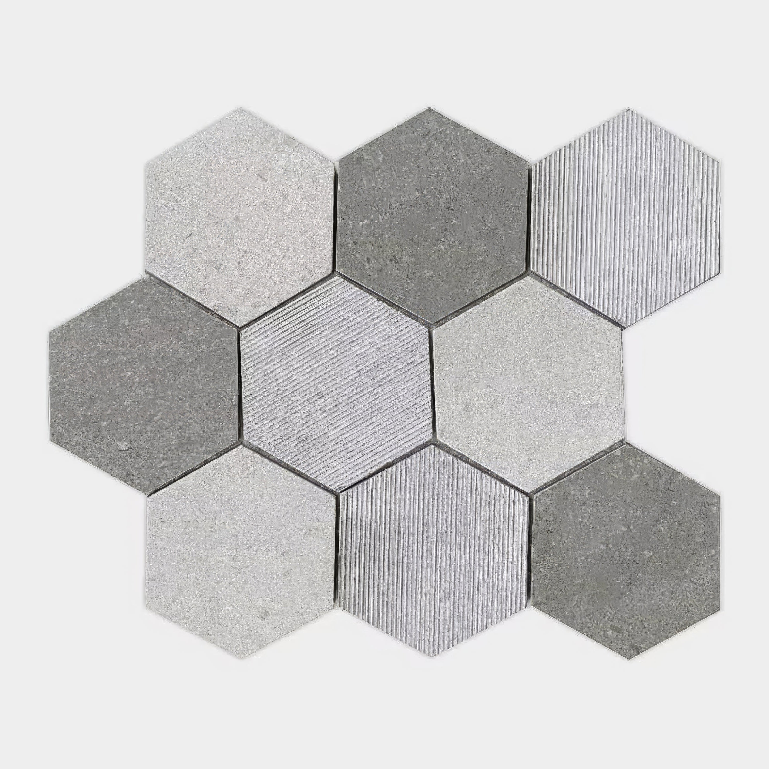 World Hexagon Texture Grey Mosaic By Hyperion Tiles