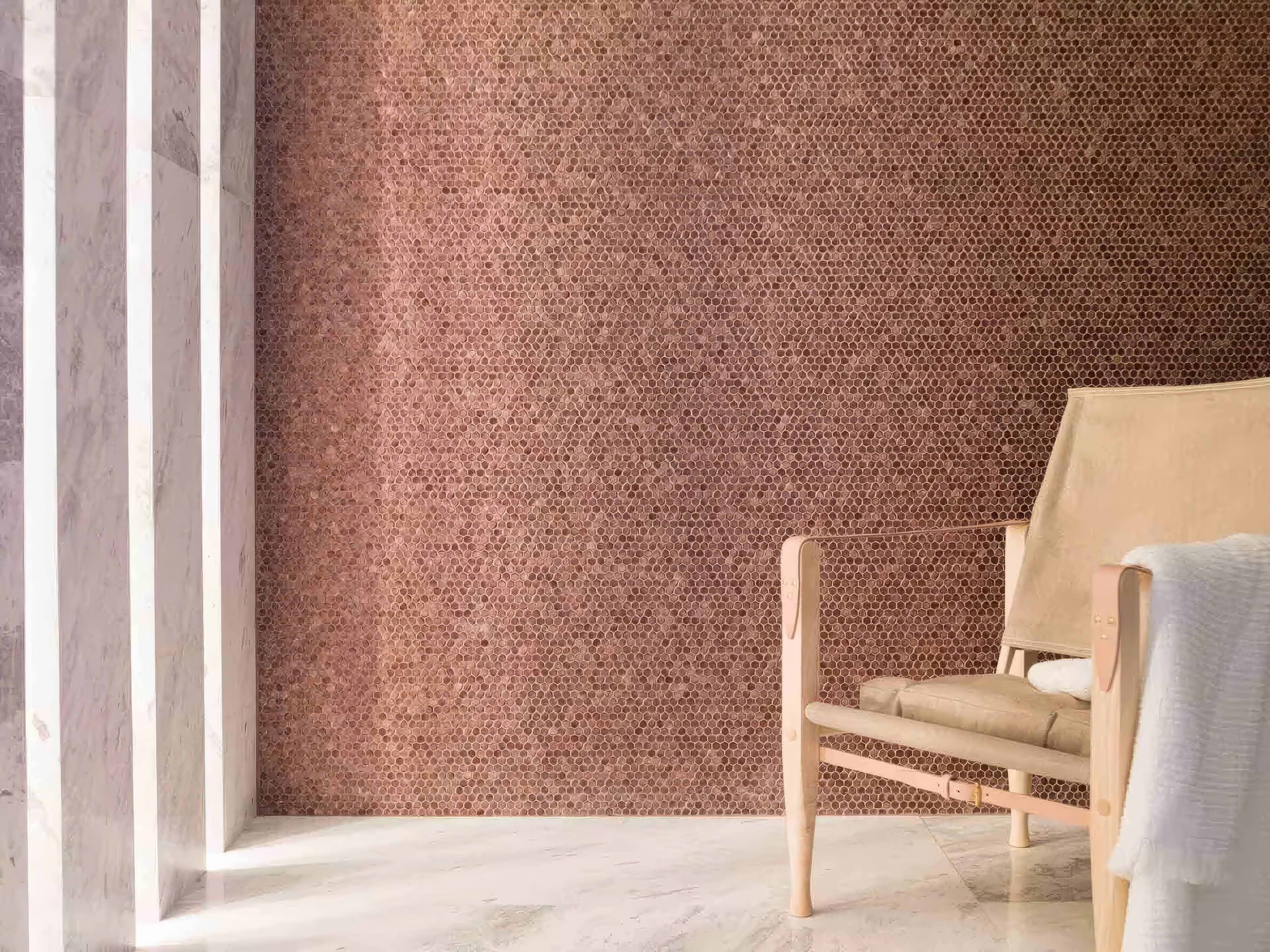 Gravity Aluminium Hexagon Copper Mosaic By Hyperion Tiles