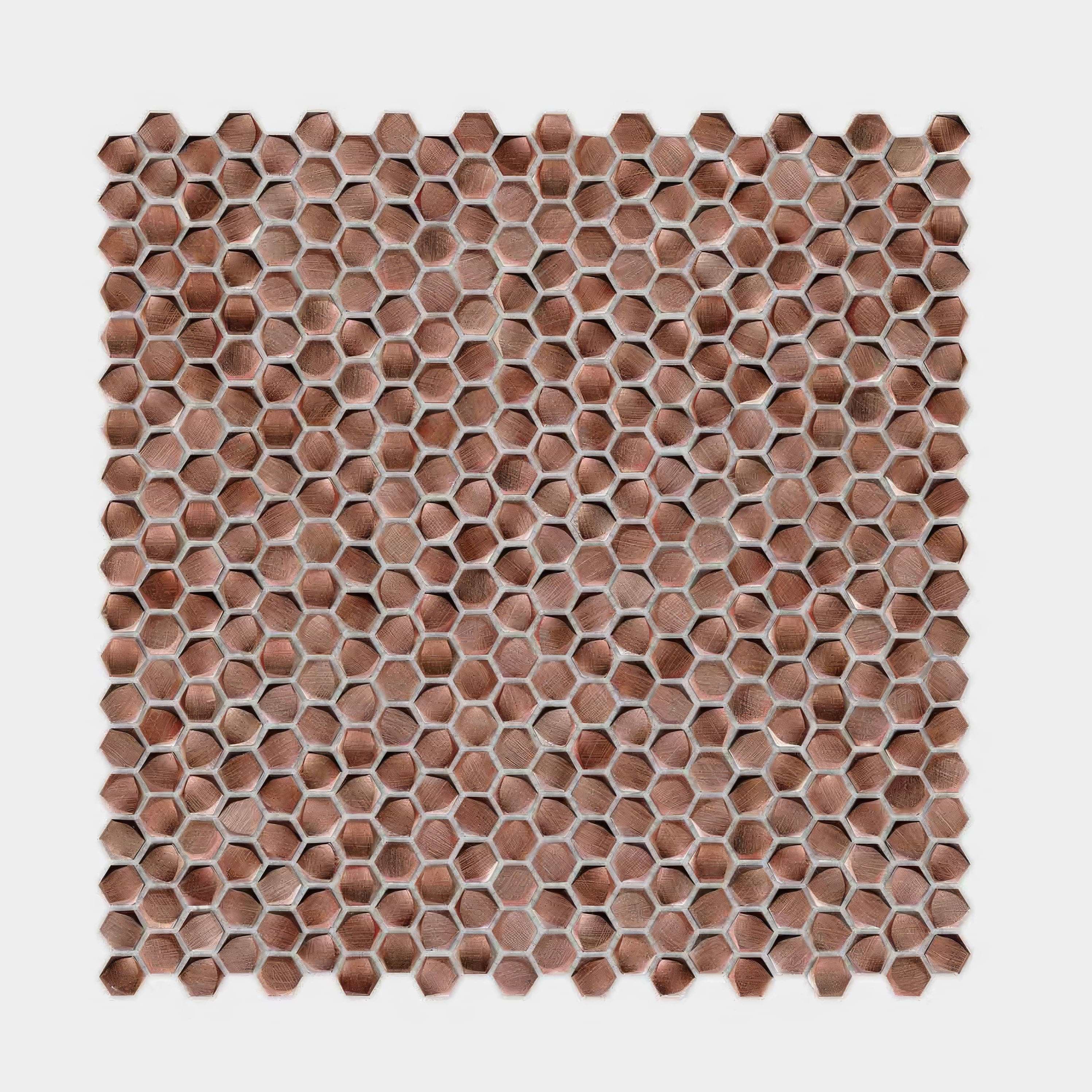 Gravity Aluminium Hexagon Copper Mosaic By Hyperion Tiles