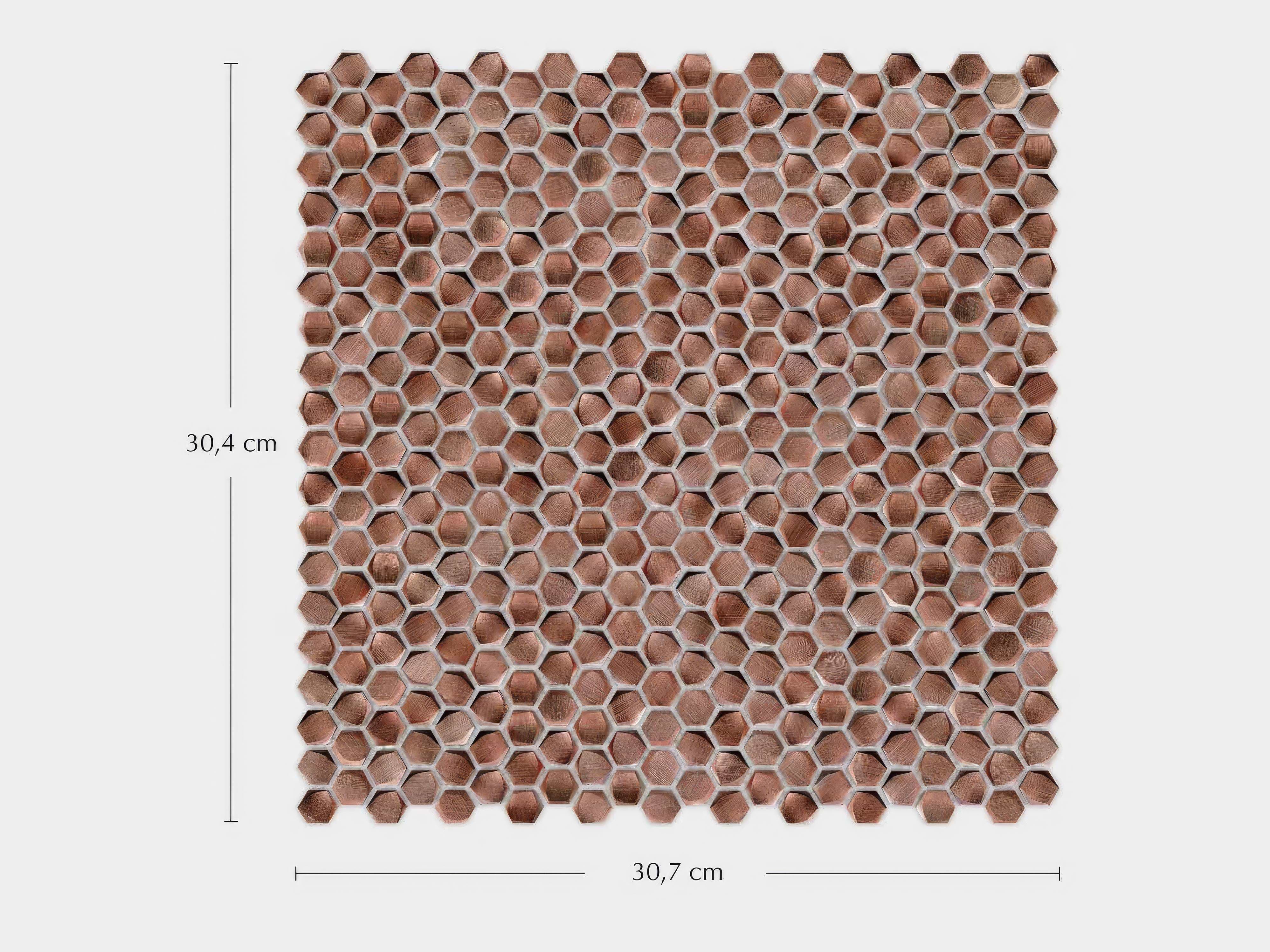 Gravity Aluminium Hexagon Copper Mosaic By Hyperion Tiles