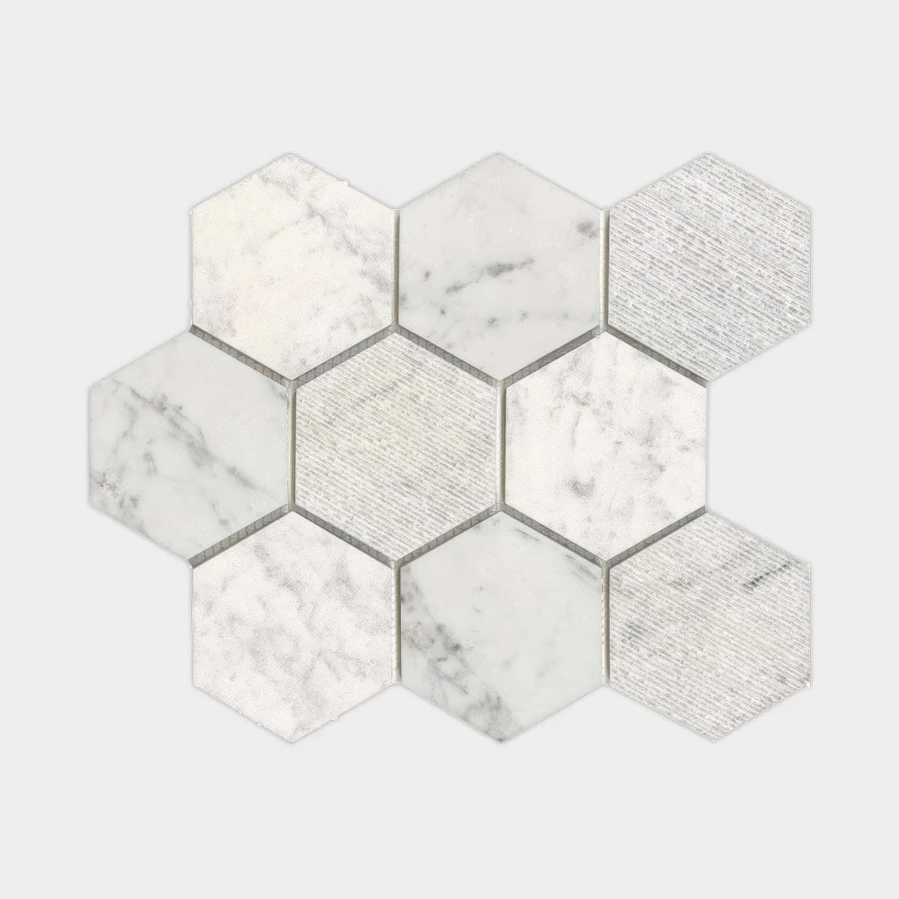 World Hexagon Tex White Mosaic By Hyperion Tiles