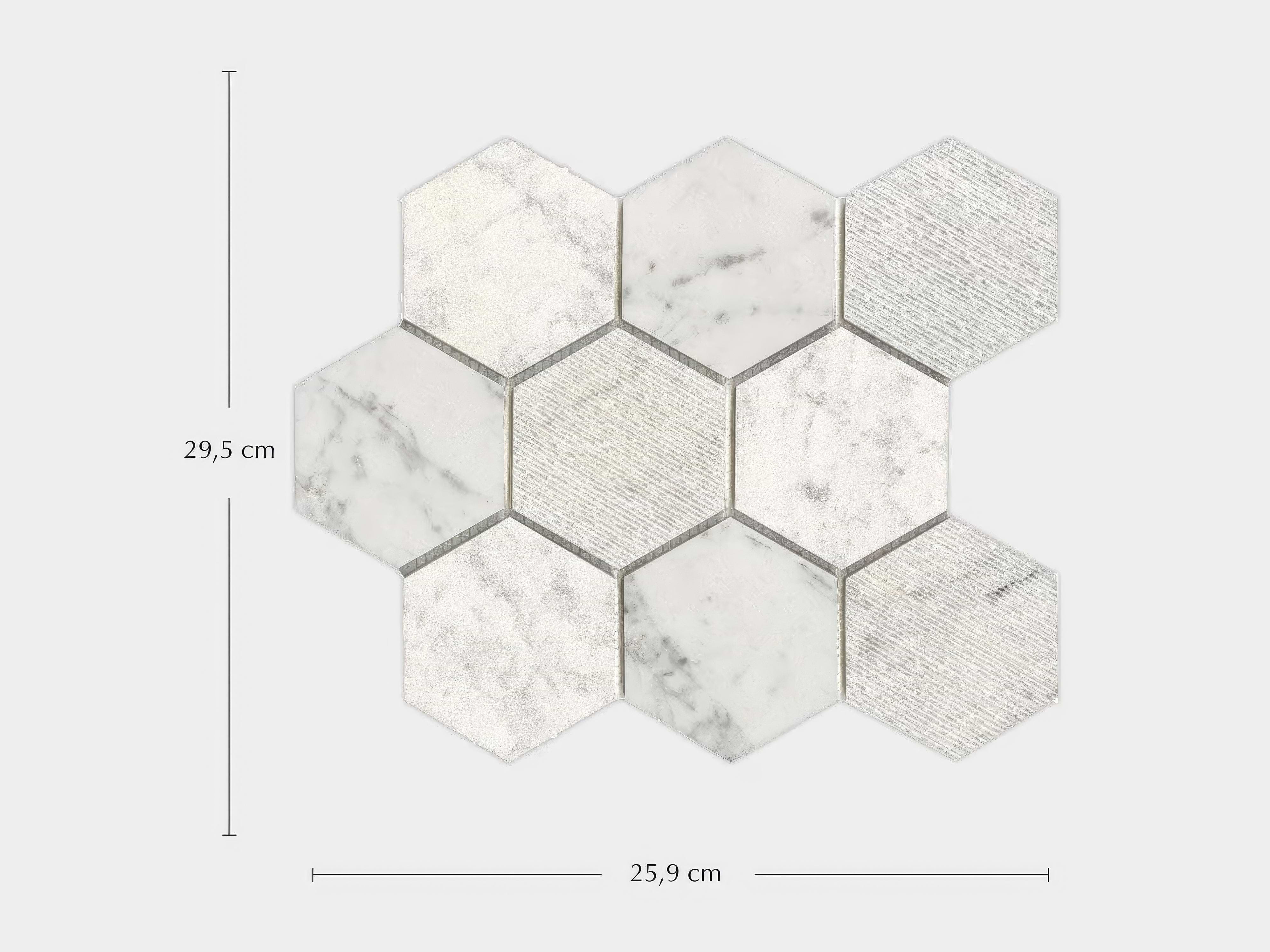 World Hexagon Tex White Mosaic By Hyperion Tiles
