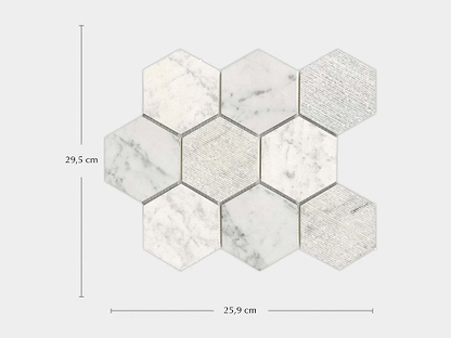 World Hexagon Tex White Mosaic By Hyperion Tiles