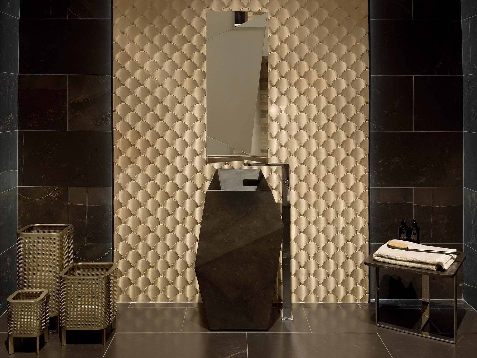 Gravity Aluminium Shell Gold Mosaic By Hyperion Tiles