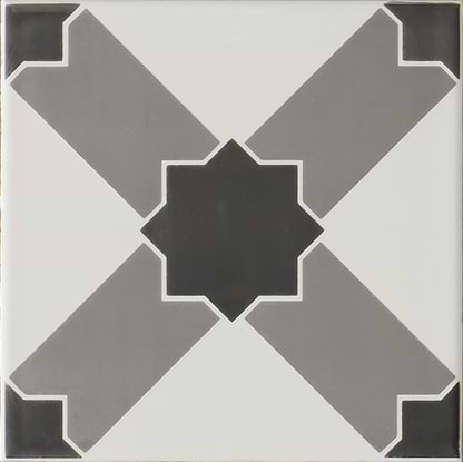 Chambray Grey on Brilliant White - Hyperion Tiles