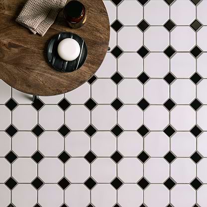 Classic Octagon and Dot Floor Mosaic - Hyperion Tiles