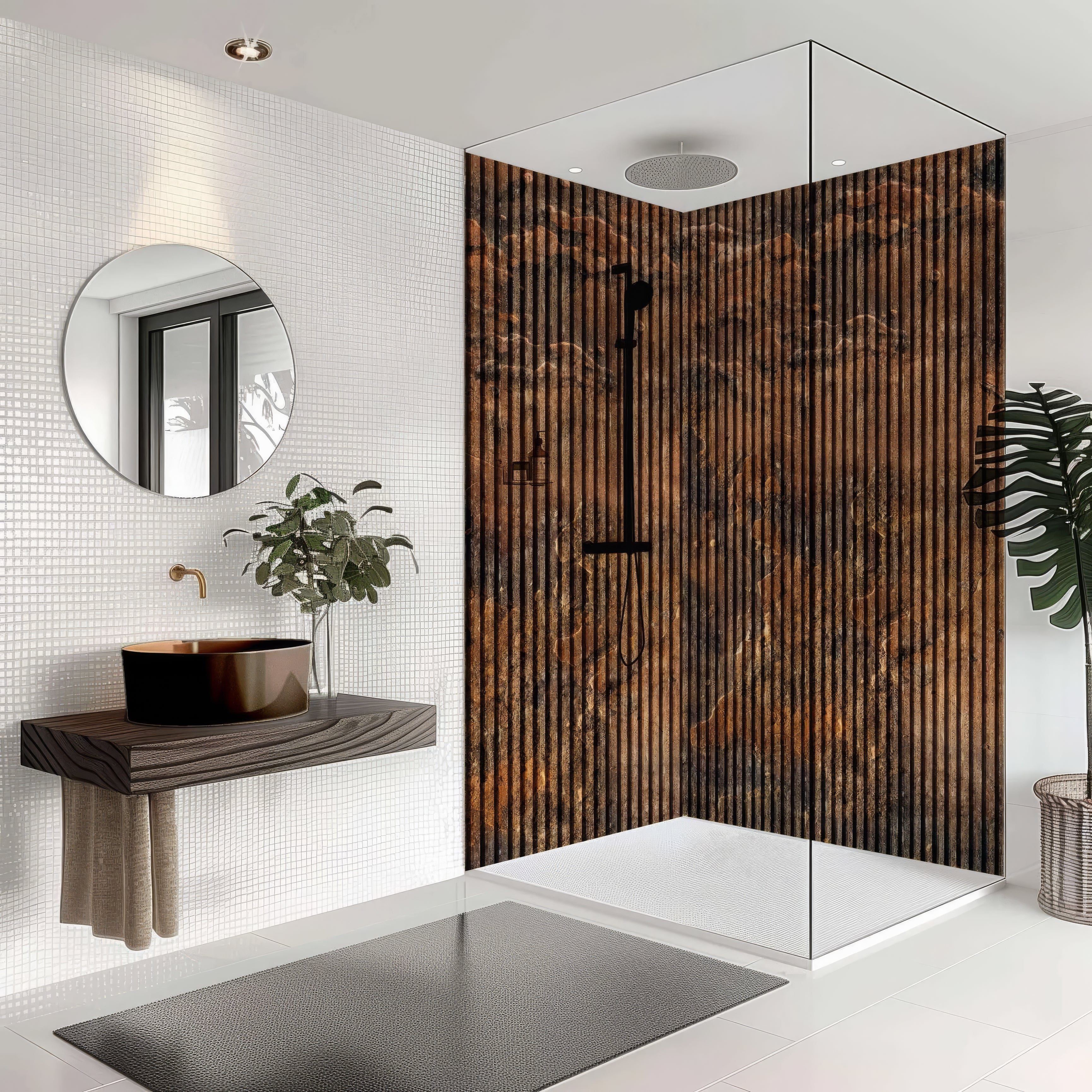 Shower Panel Copper Concrete Slat Wall By Hyperion Tiles