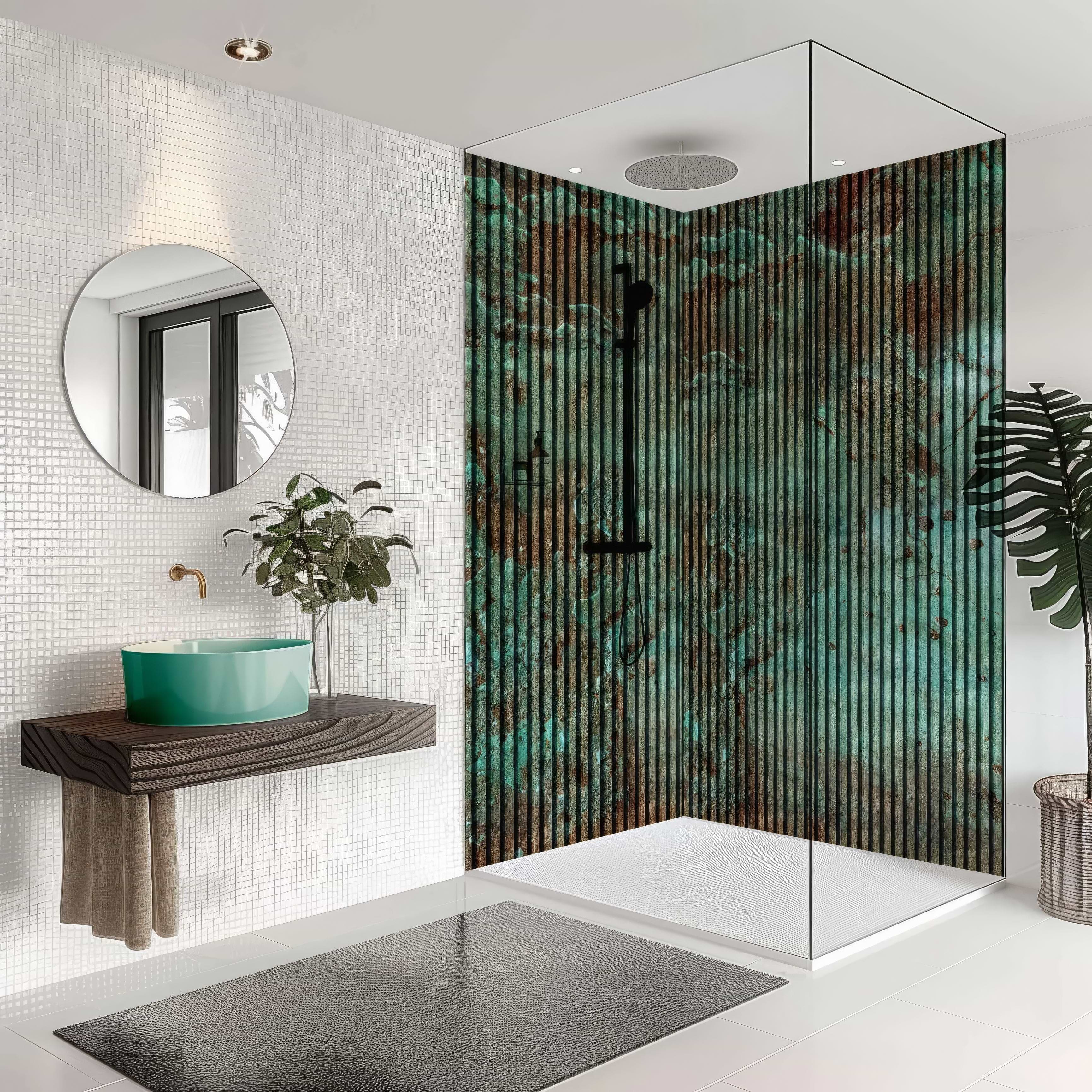Shower Panel Turquoise Concrete Slat Wall By Hyperion Tiles