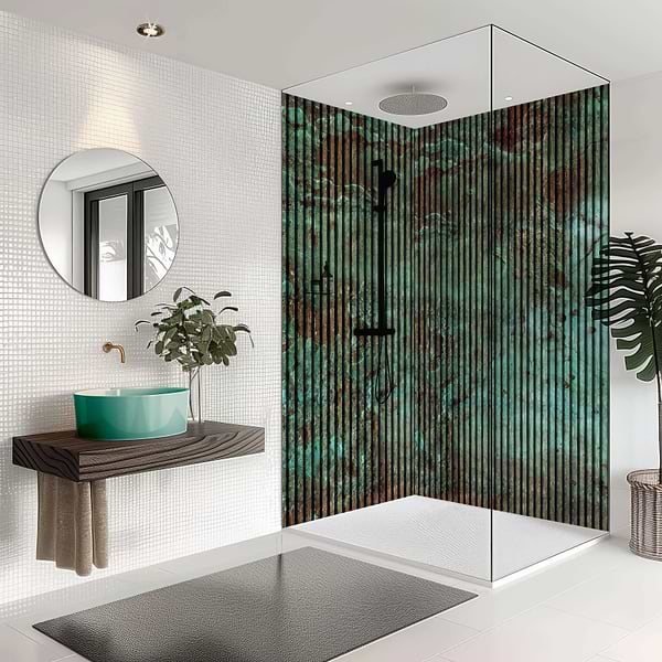 Shower Panel Turquoise Concrete Slat Wall By Hyperion Tiles