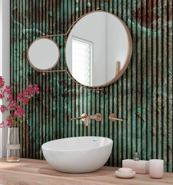 Shower Panel Turquoise Concrete Slat Wall By Hyperion Tiles