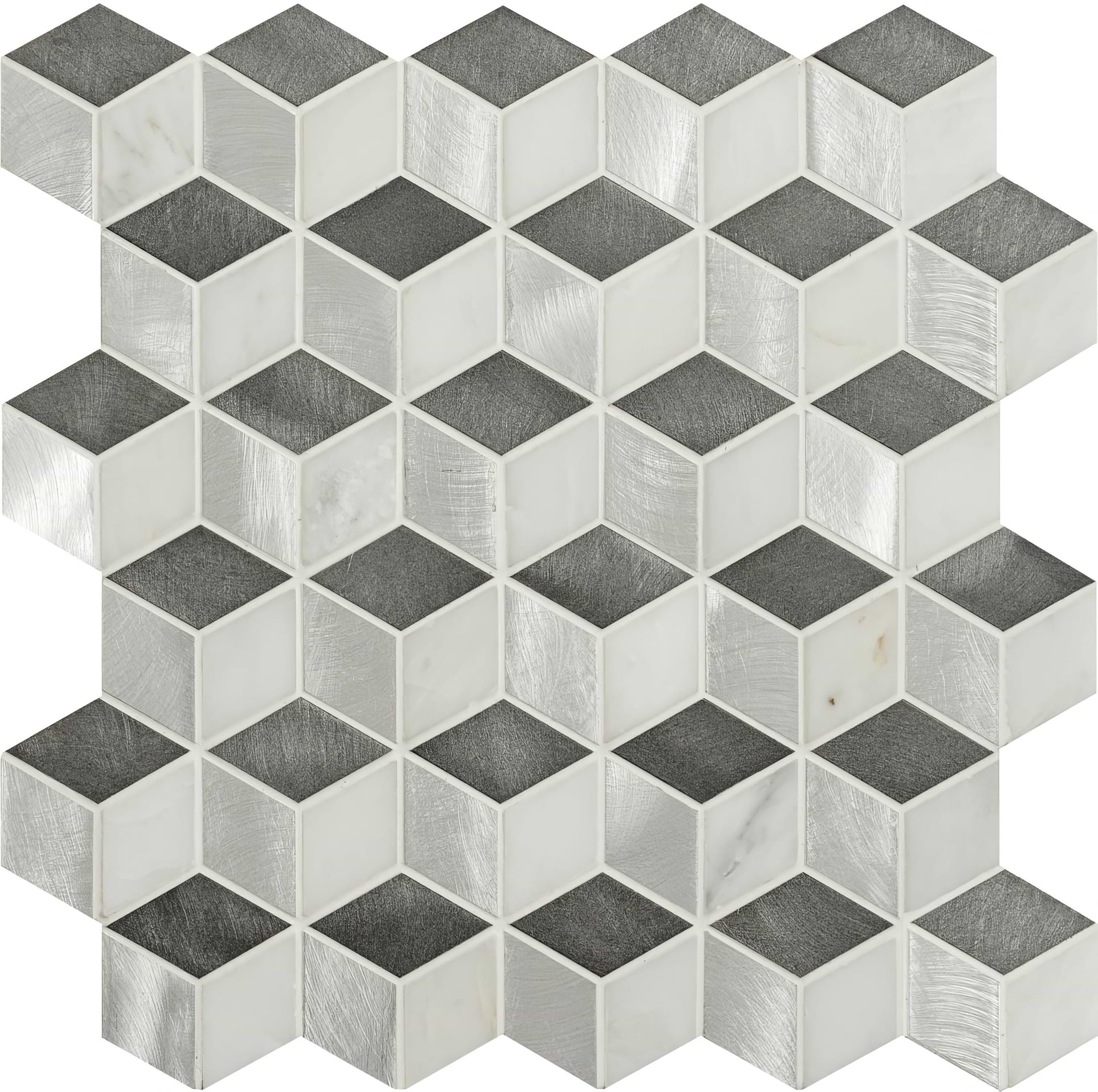 Courier 3D Cube Aluminium Mosaic - Hyperion Tiles